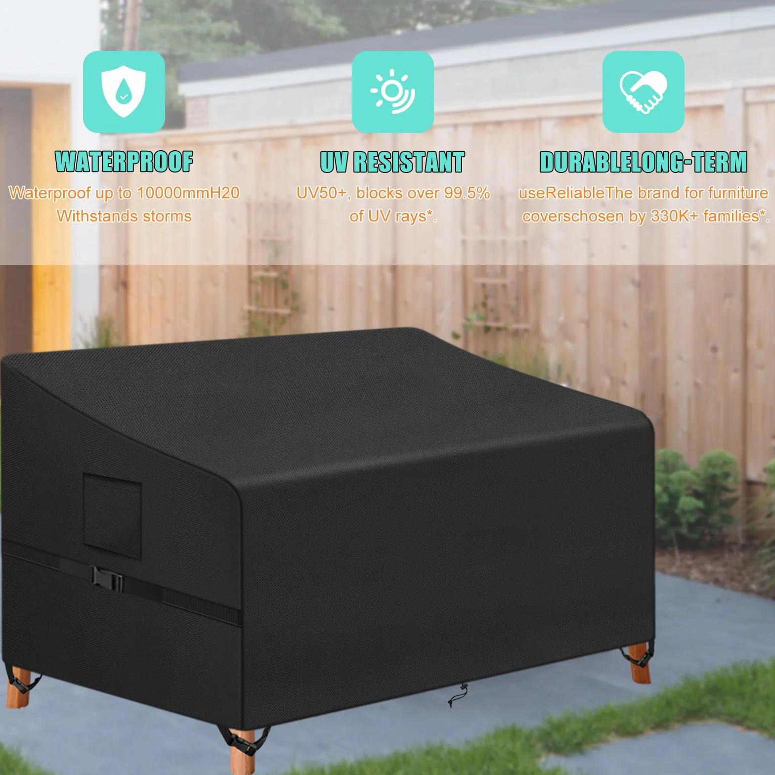 Kovshuiwe Housse Banc de Jardin 4 Places 420D Oxford 163x66x63/89 cm
