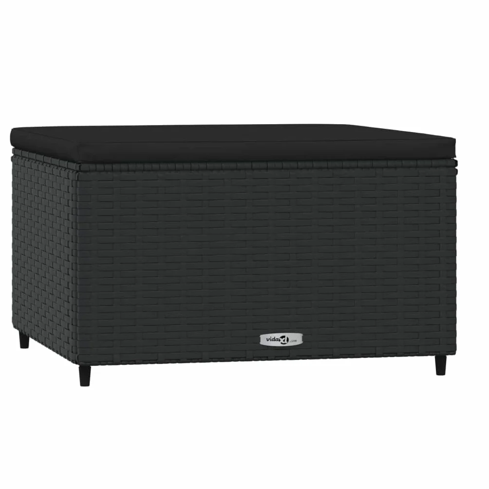 vidaXL Repose-Pieds de Jardin résine tressée Noir 2 pcs Pouf Ottoman Tabouret