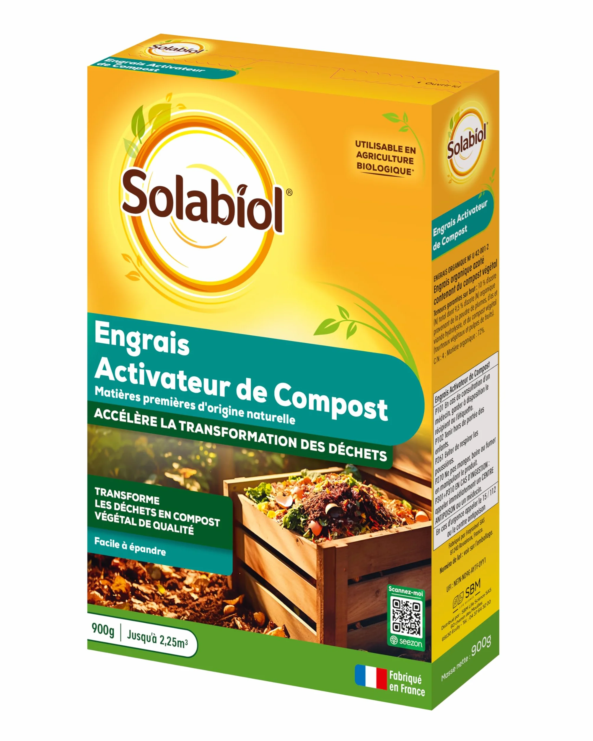 Solabiol Engrais Activateur De Compost 900g Prêt A l'emploi Accélère La Transormation des Déchêts Verts Agriculture Biologique