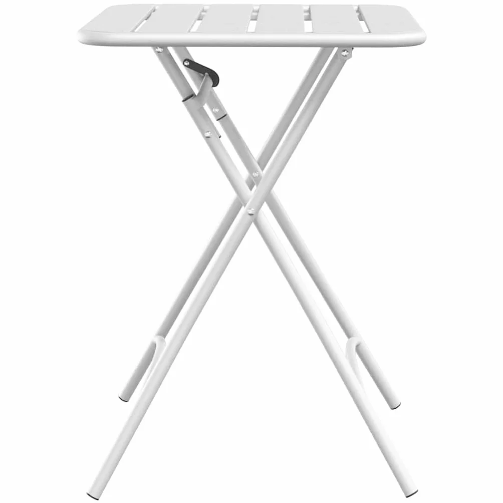Table de bistrot pliante 55x55x72,5 cm acier revêtu par pulvérisation blanche