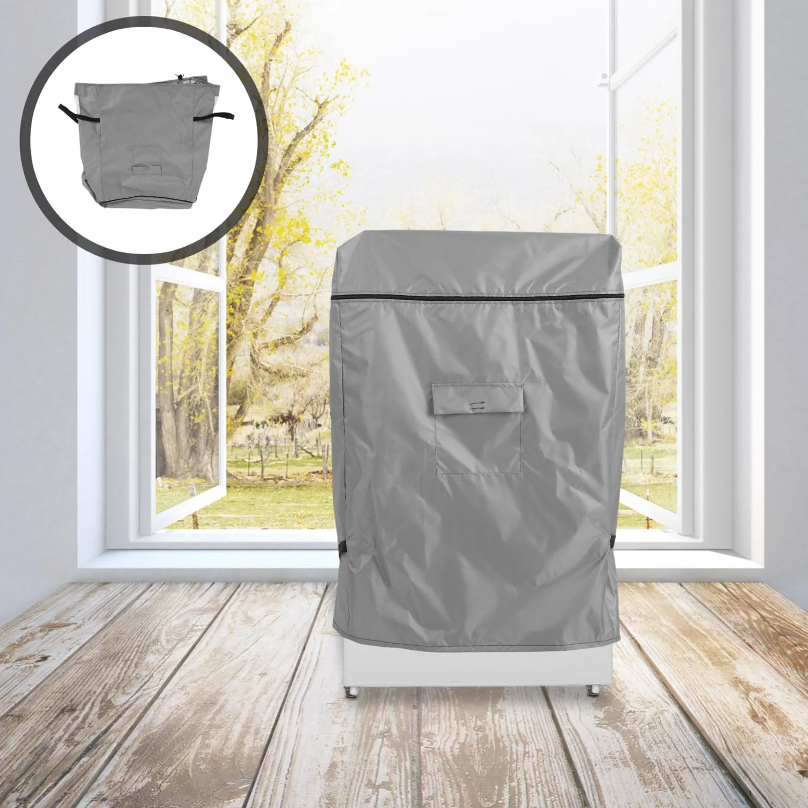 Gadpiparty Housse pour Congélateur Coffre Extérieur Imperméable 210d Gris avec Fermeture Éclair Grande Taille Protection Patio