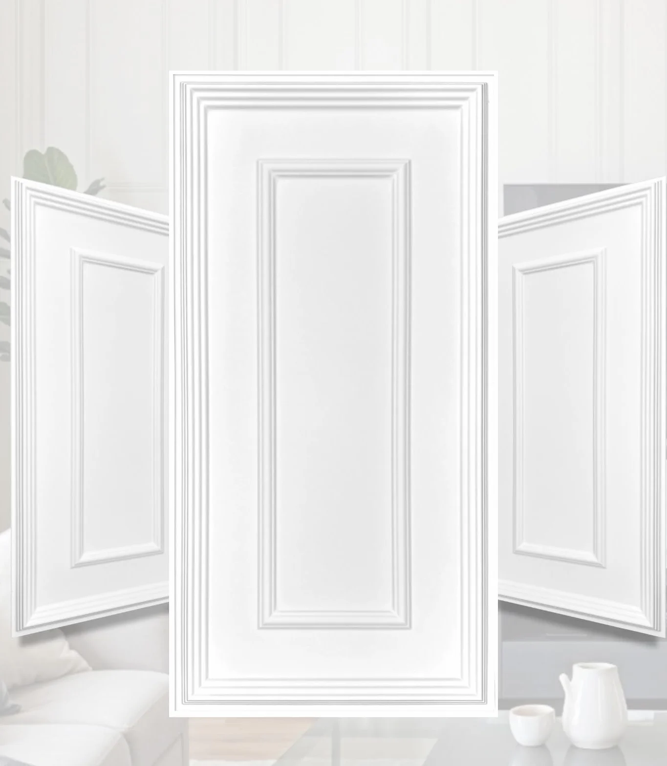 Lot de 10 panneaux muraux 3D en plastique PVC, 100 x 50 cm, design italien, aspect moulure classique, imperméable, revêtement mural moderne, pour salon, chambre à coucher et couloir (blanc TD100)