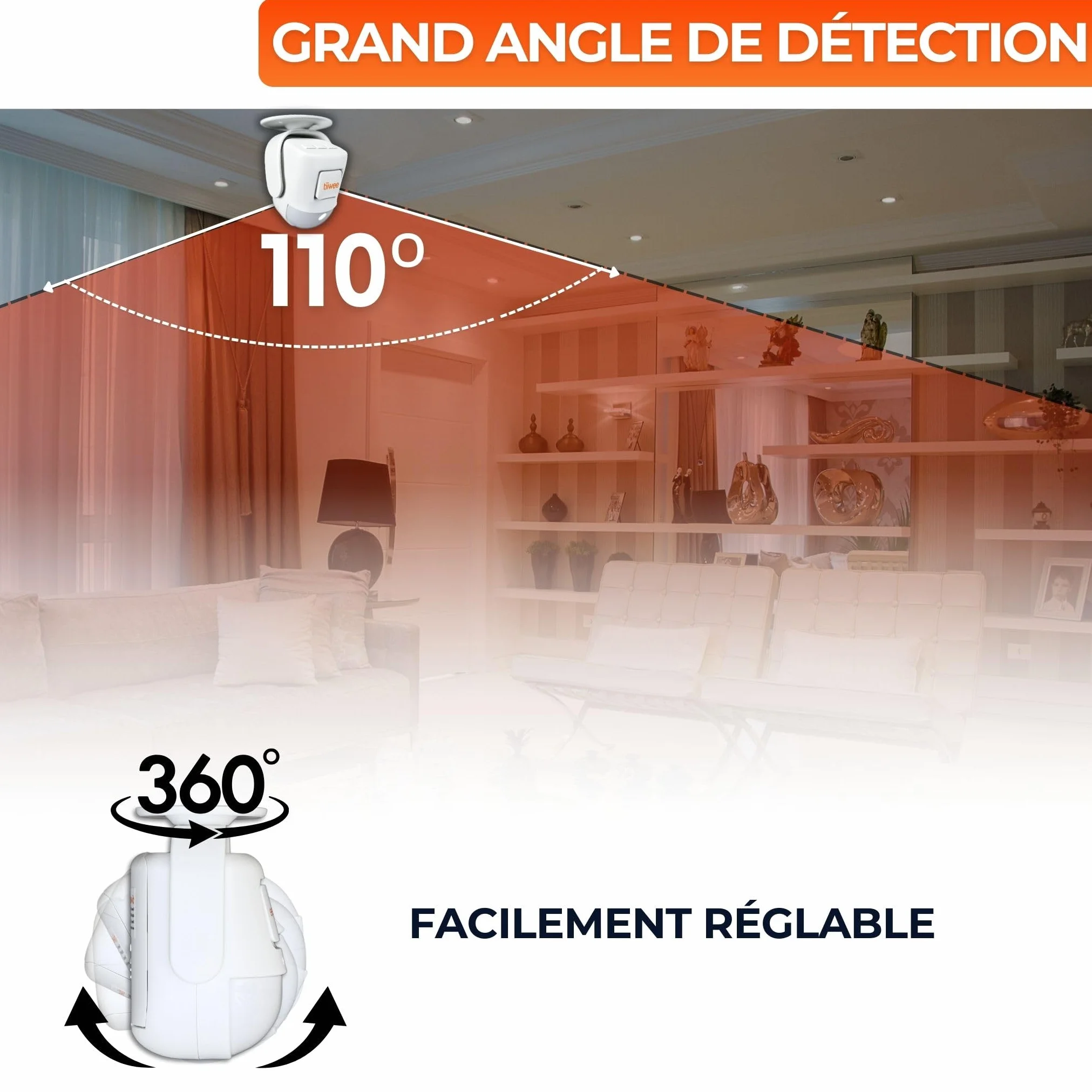 tiiwee X4 Détecteur de Mouvement et Alarme à Sirène - Sirène 120 DB - Système d'Alarme Antivol avec Télécommande - Extensible - à Utiliser dans la Maison, Le Garage, Le Jardin et l'Abri de Jardin