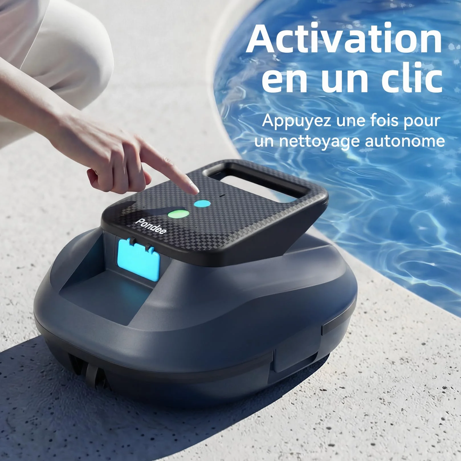 Pondee X2 Robot Piscine sans Fil 200 Min Autonomie Aspirateur Piscine Hors Sol Recharge Rapide 3.3 h 120 m²