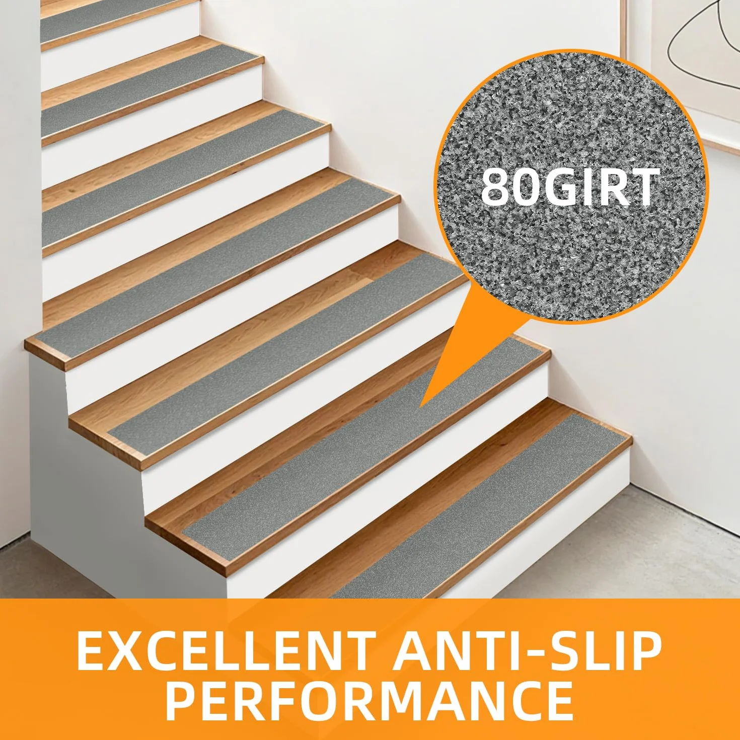 QILIMA Ruban Antidérapant Gris 10cm x 5m, Bande de Préhension à Texture Améliorée, Ruban Adhésif Imperméable à Haute Traction pour Sécurité des Marches d'Escalier, Intérieur et Extérieur