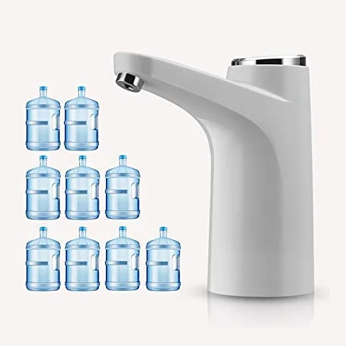 Distributeur d'eau électrique avec base, distributeur d'eau rechargeable par USB, pompe à eau automatique portable, distributeur d'eau pour la maison, la cuisine et le bureau (blanc)