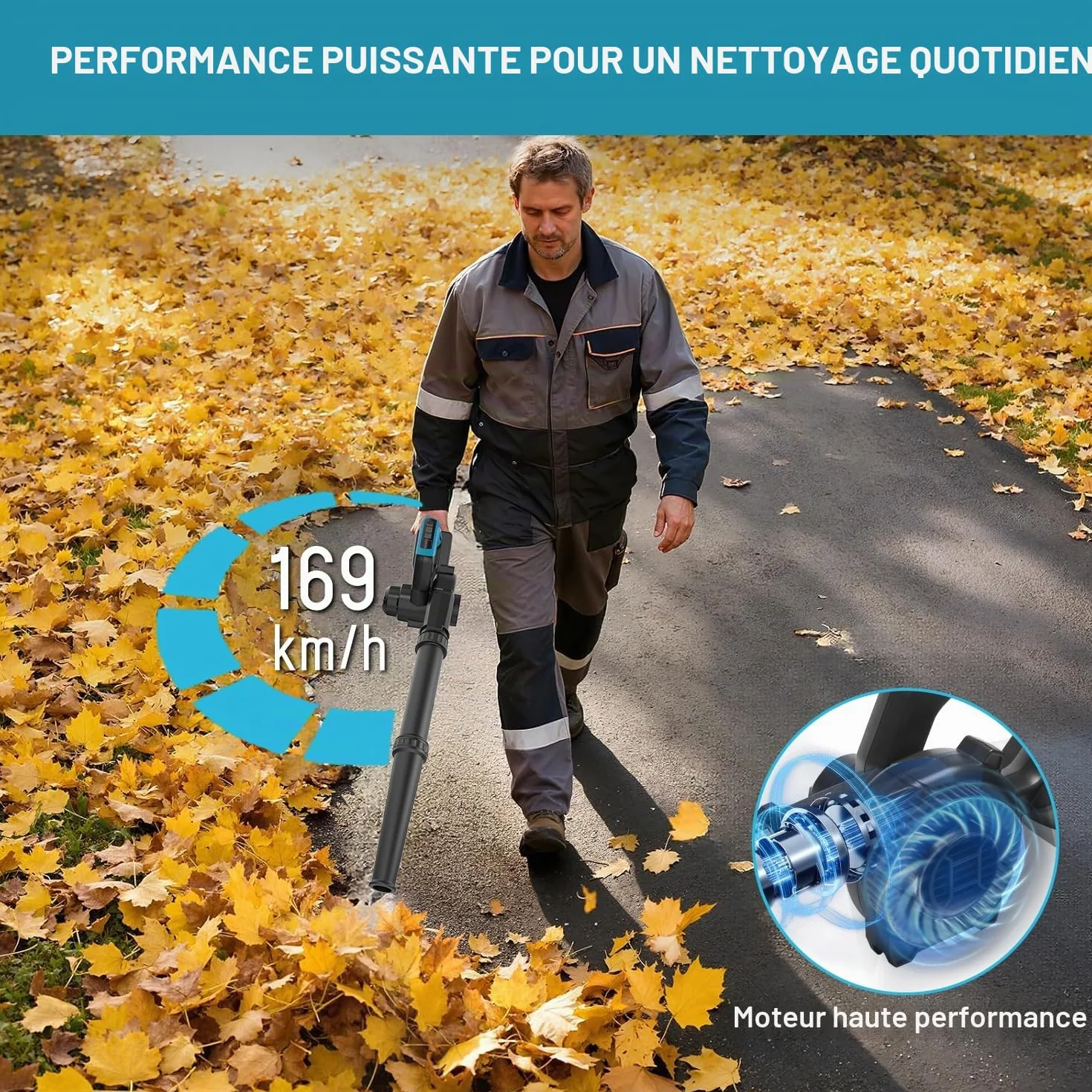 Waitley Souffleur de Feuilles sans Fil pour Batterie Bosch GBA 18V 169 km/h