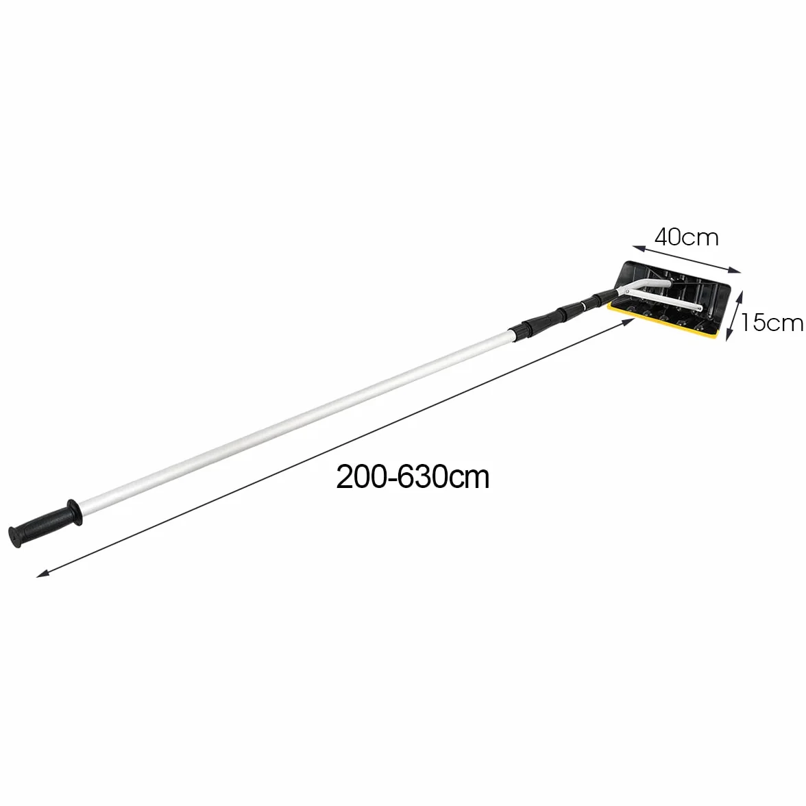 COSTWAY Râteau à Neige Télescopique en Aluminium 201-630 cm Lame 40 cm Poignée Antidérapante TPR pour Toit