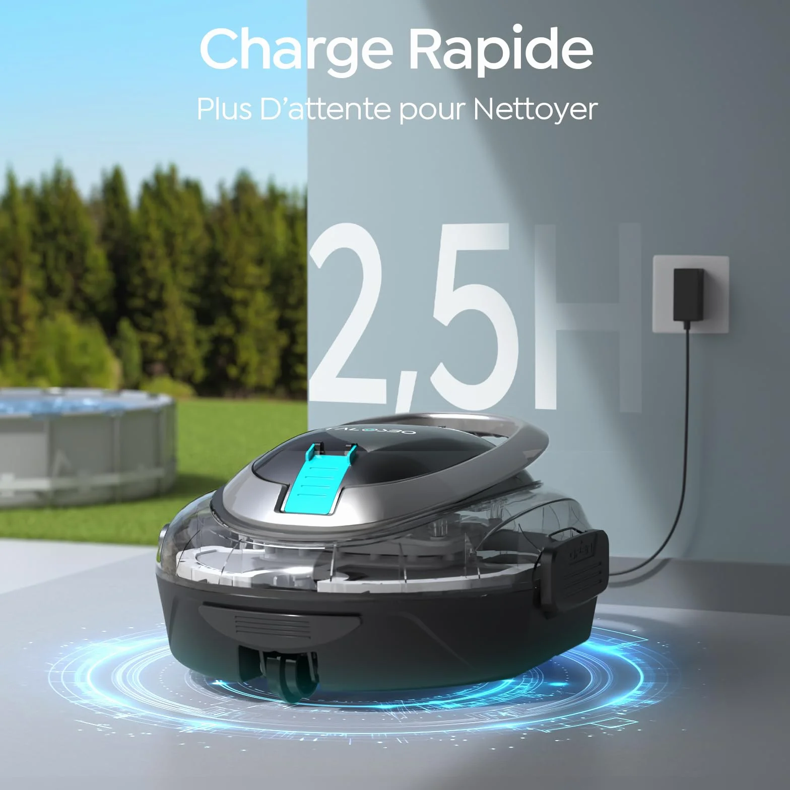 TALOSBO S2 Robot Piscine sans Fil, Double Filtration, 90 Min Autonomie, Nettoyeur Compact, pour Piscines Hors Sol 85 m²