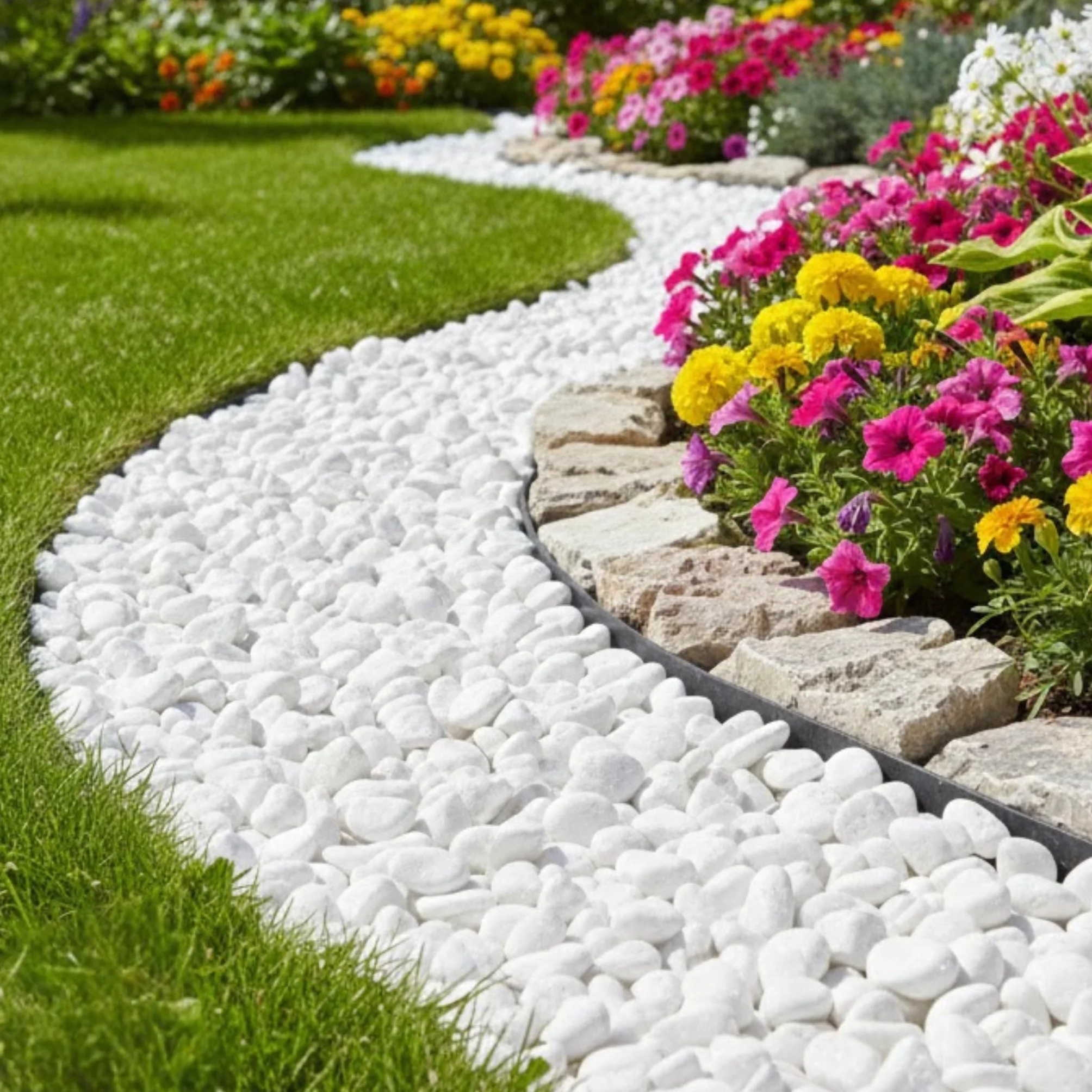 Pierres décoratives blanches Thassos 10 kg 2-4 cm pour jardin allées pots de fleurs