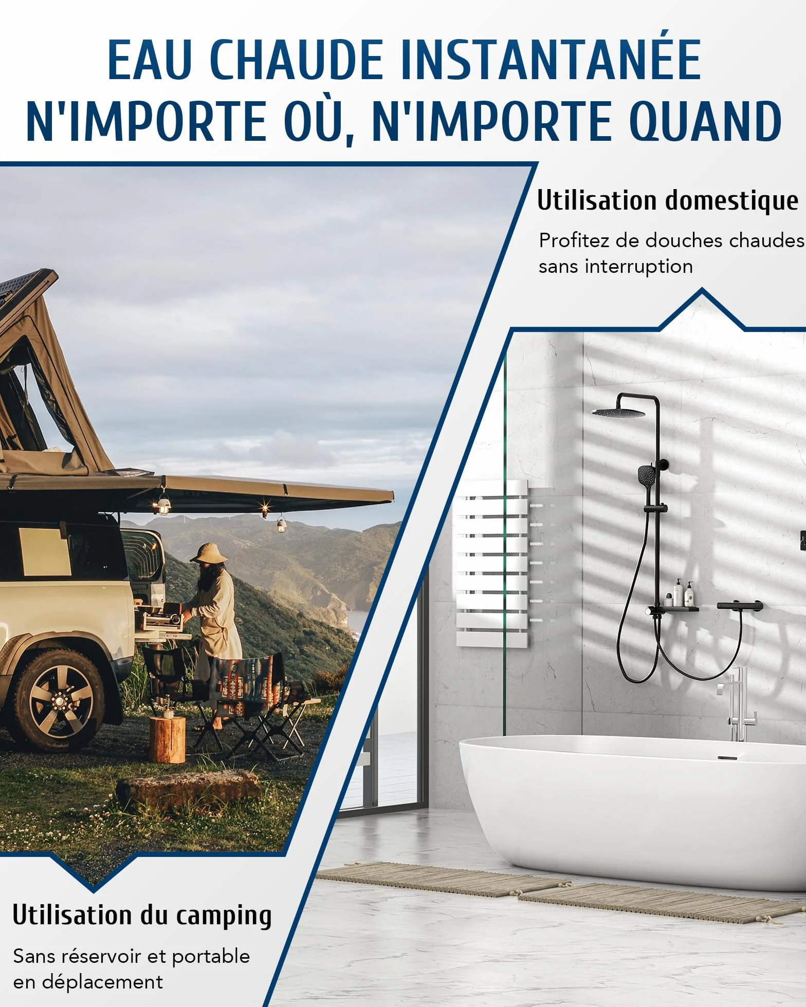 CO-Z Chauffe-Eau à Gaz Instantané 8LPM 13,6kW LPG GPL Acier Inoxydable CE Portable Maison Camping Caravane