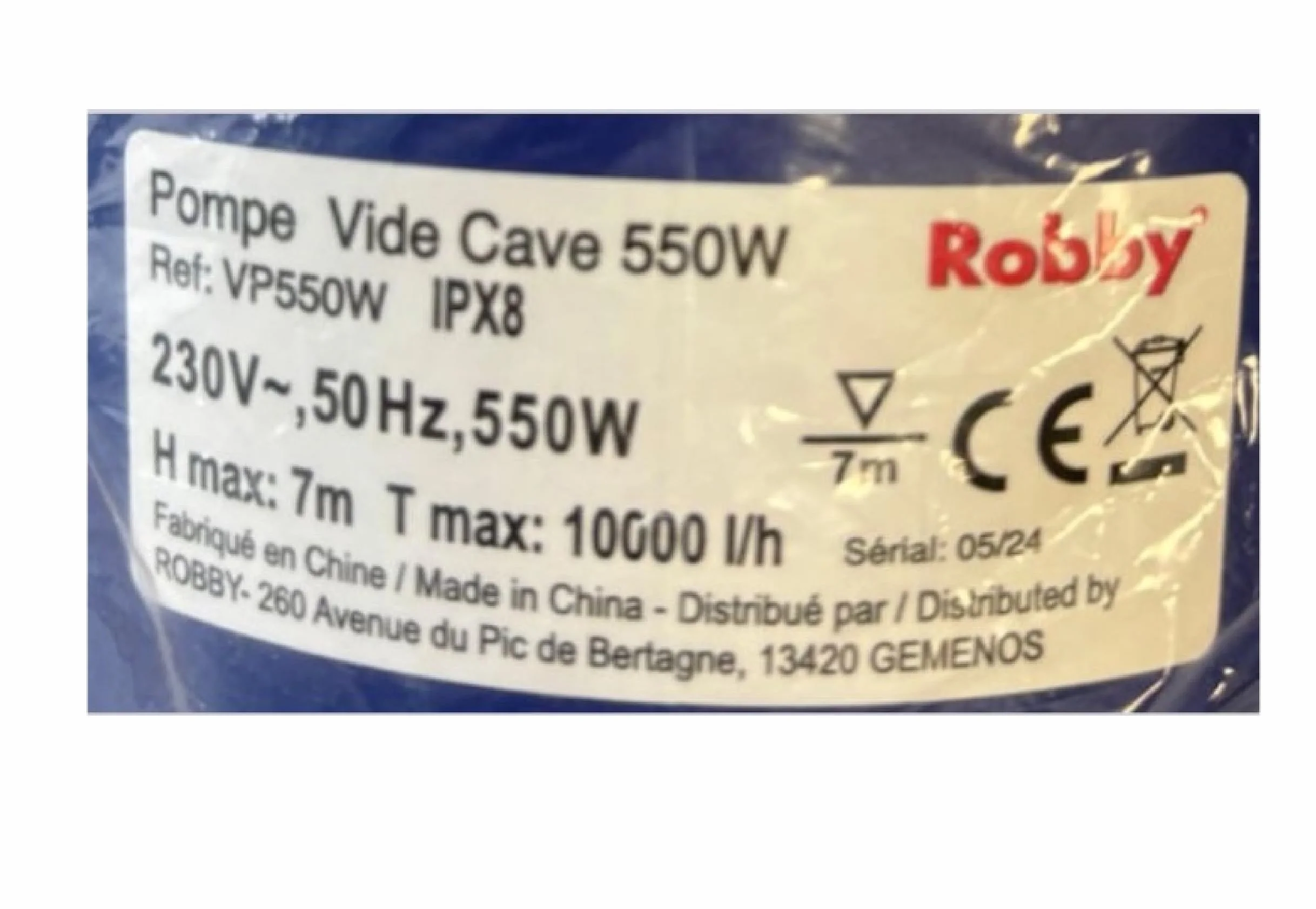 Pompe Immergée Automatique À Flotteur Intégré 550W VP550W