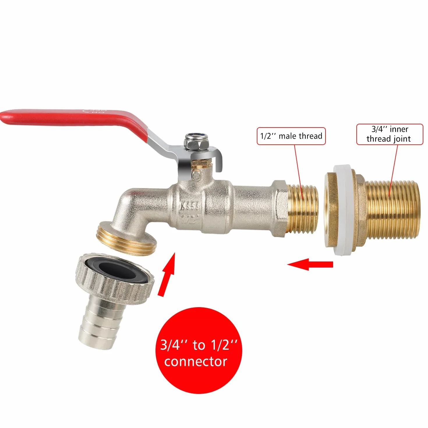Drado 1/2" Robinet à sphère Laiton extérieur pour récupération d'eau pluie réservoir