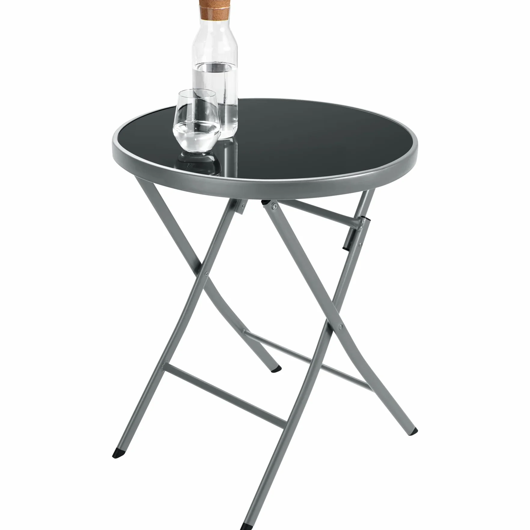 Tectake Ensemble Table Ronde et Chaises Pliantes Table de Bistrot Jardin 2 Personnes Acier Epoxy