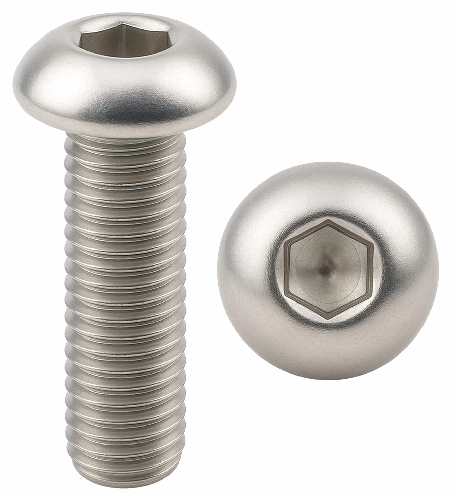 Vis INOX M8x20 mm tête bombée BTR Ø 8x20 mm | Vis cylindrique M8 x 20 mm BHC à 6 pans creux (clé allen) | Acier Inoxydable A2-70 (V2A/304) | DIN ISO 7380-1 : LOT DE 5 Pcs