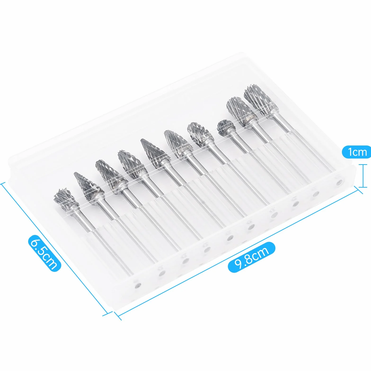 Lot de 10 Fraises Rotatives Acier Carbure de Tungstène Double Coupe, Fraises Rotatives pour Outils électriques, Tige de 1/8 inch (3mm) pour Polissage Métaux, Graveren