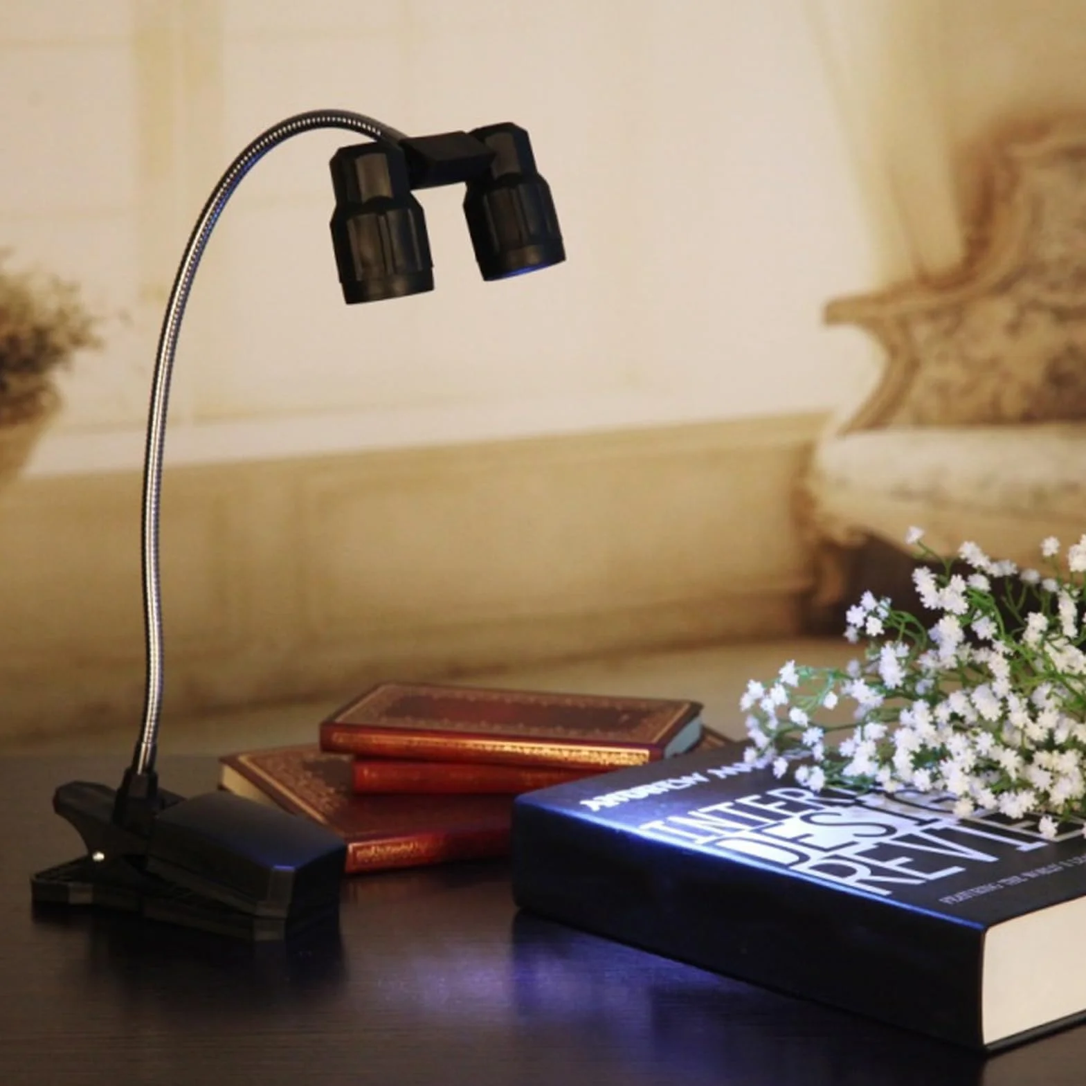 Lampe de Barbecue à Pince LED Double Tête, Lumière Flexible 360° pour Extérieur