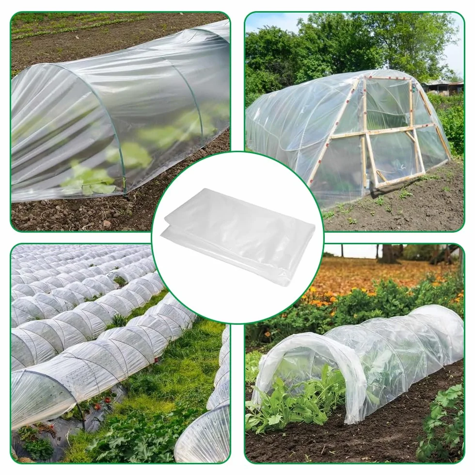 Bâche de Rechange pour Serre de Jardin 2x10M Transparente Polyéthylène Résistance aux UV