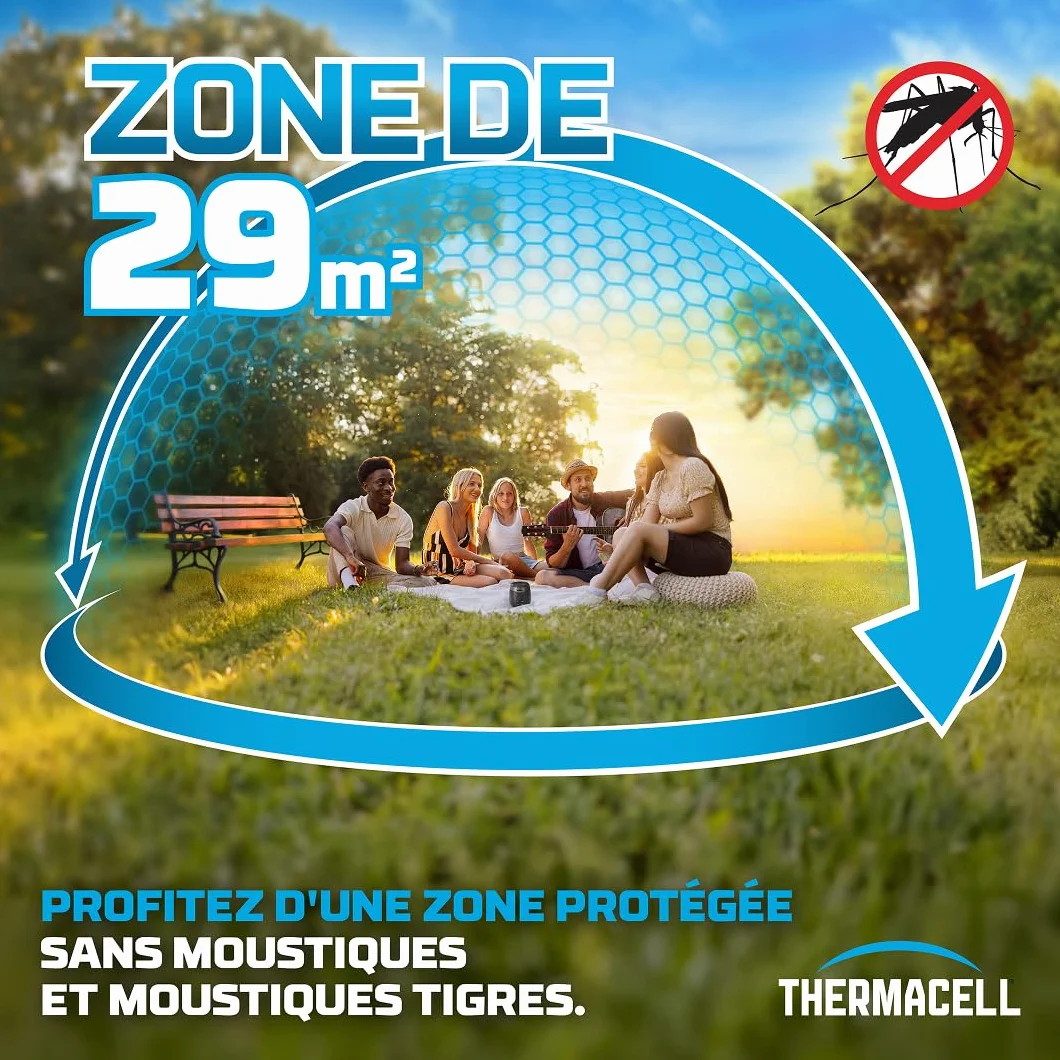 Thermacell Bouclier Anti Moustiques Extérieur sans Fil Rechargeable Zone Protection 29m² Noir