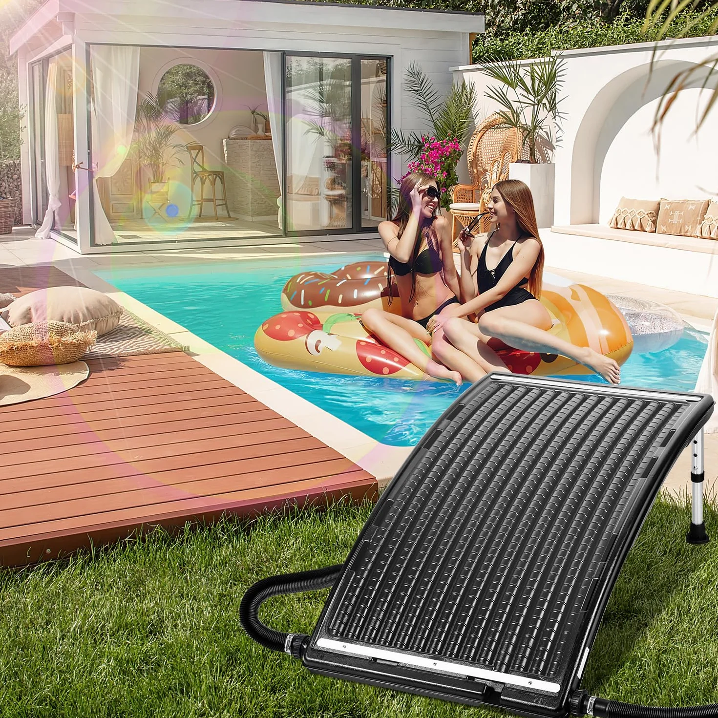 Jopassy Chauffage Solaire de Piscine 10000 l/h 113x69x35 cm Raccordement 32-40 mm