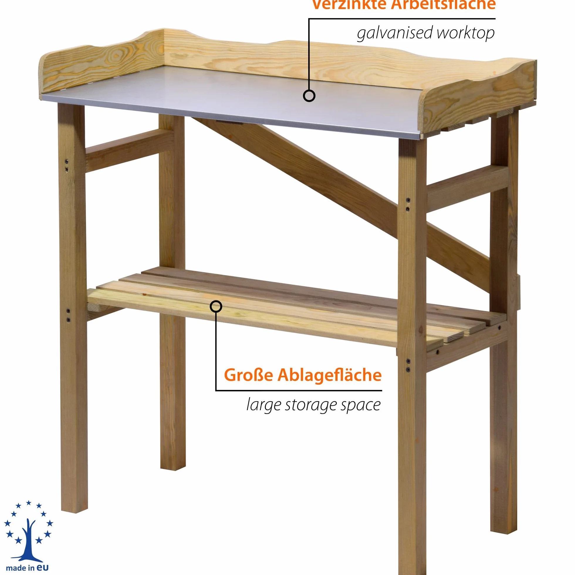 dobar 29052FSC Table de Plantation Robuste en Pin FSC 40 x 86 x 80 cm