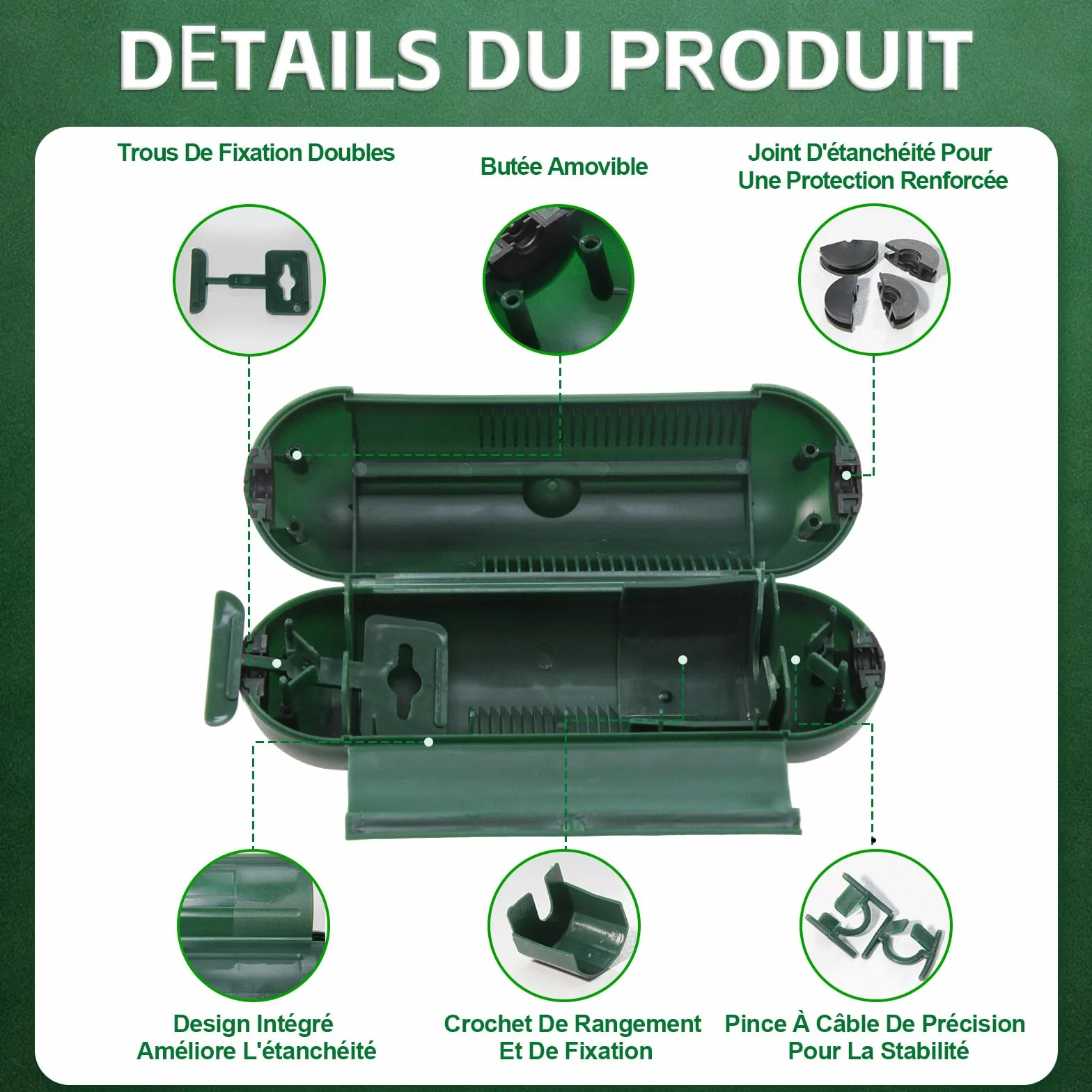 Boîtier Électrique Étanche IP55 | Protection Prise Extérieure Antichoc | Boîte Verte pour Rallonges (20.5x12.5x8cm) | adapté pour une utilisation en intérieur et dans des espaces extérieurs couverts