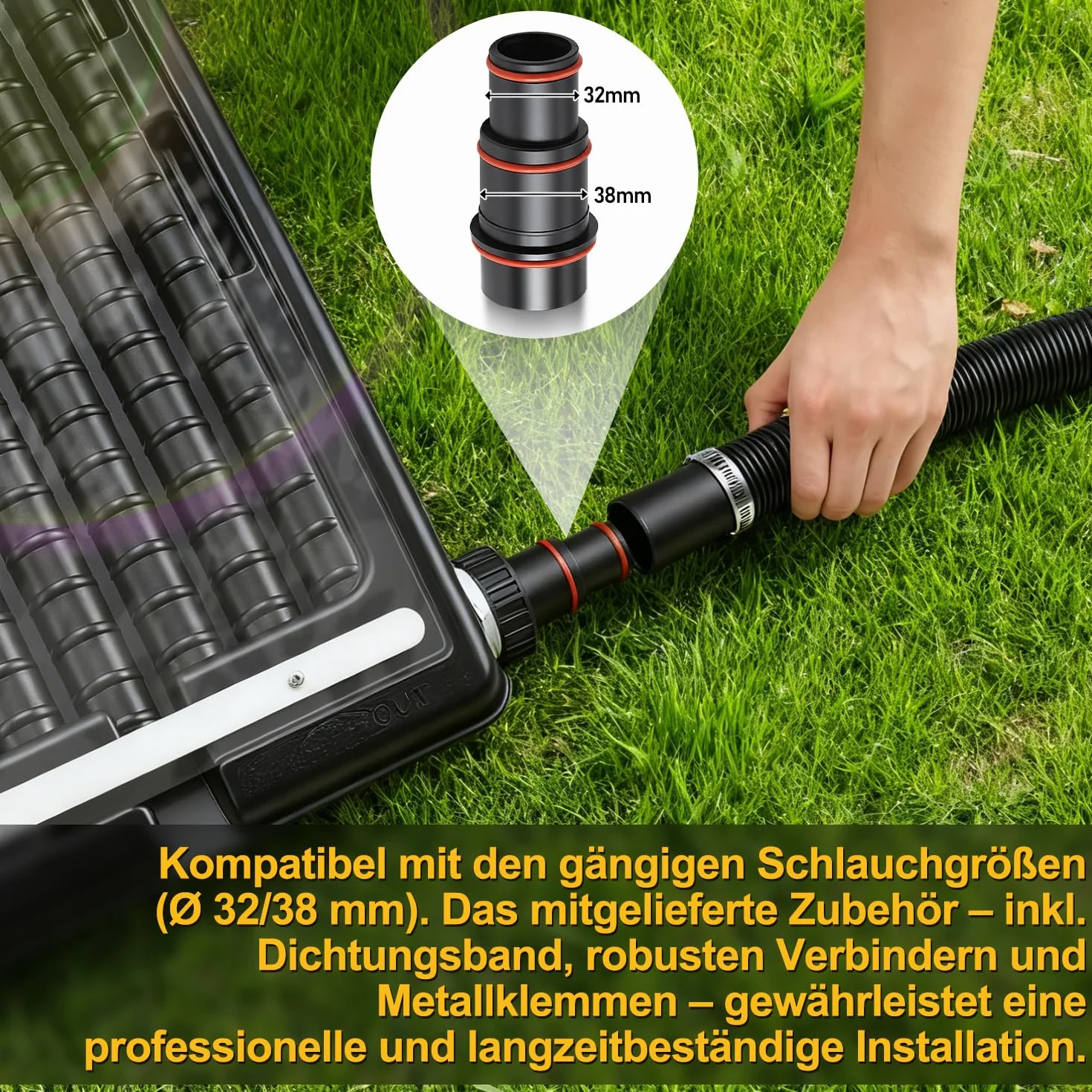 Panneau solaire chauffage piscine 2026 113x65x35 cm 10000 l/h raccordement 32-38 mm extensible