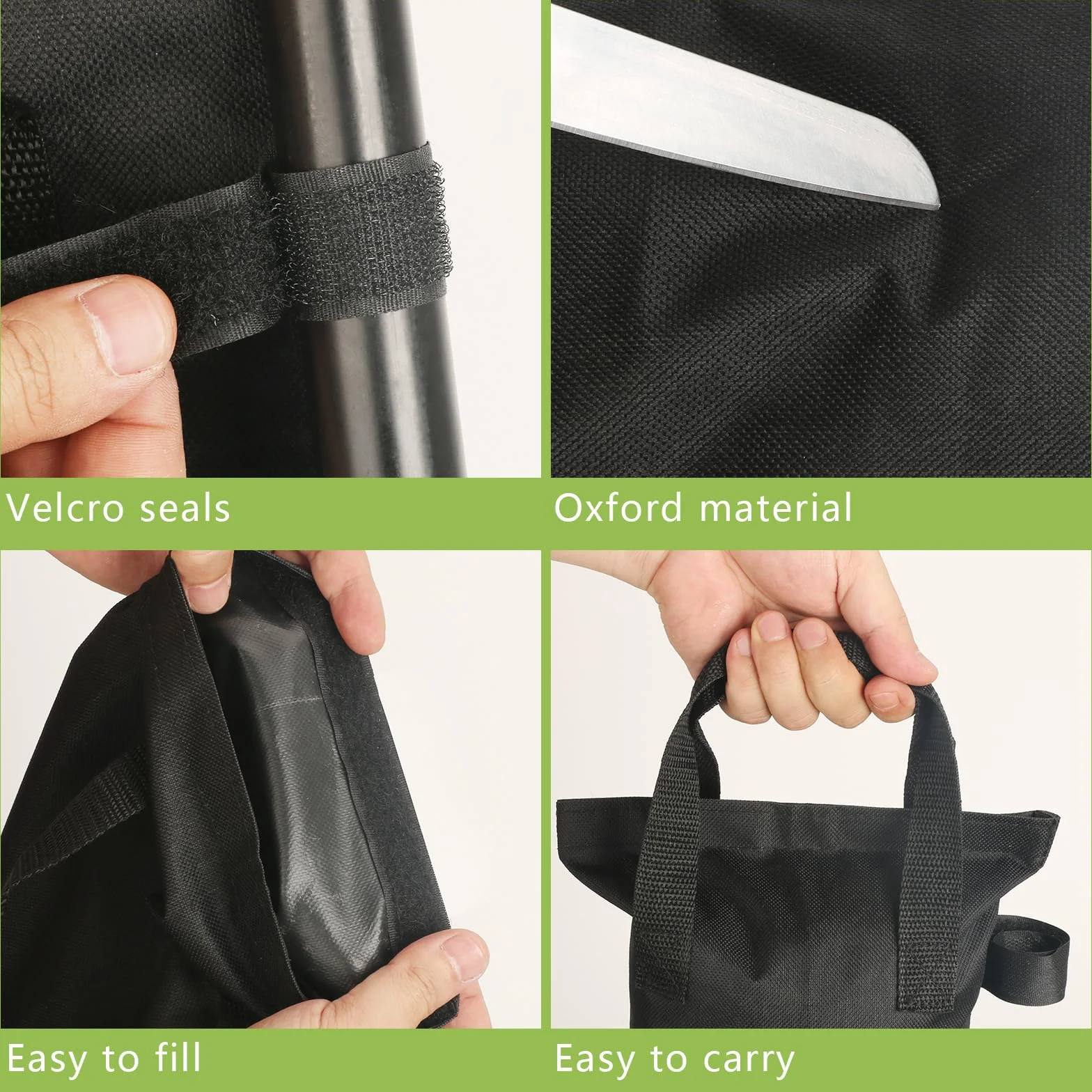 Sacs de Sable Pliables Portables pour Tonnelle, 4 Pièces, Oxford Super Porteur Qualité Industrielle