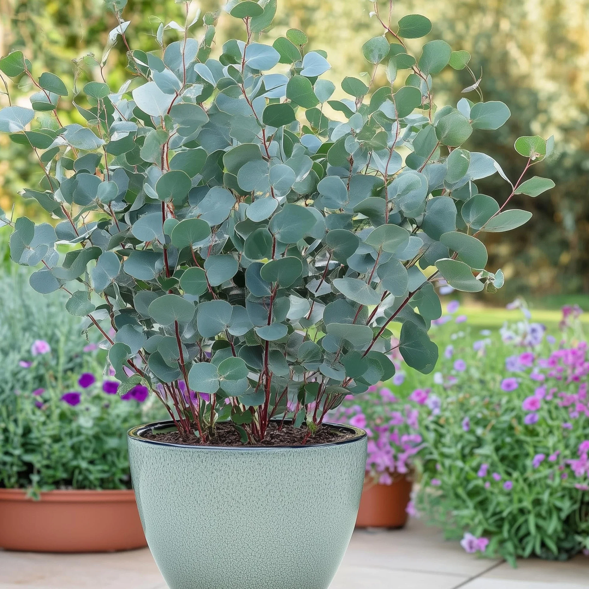 Eucalyptus gunni Plante de terrasse Arbre Eucalyptus Gris Pot 14cm Hauteur 30cm 2 Plantes Résistant à l'hiver