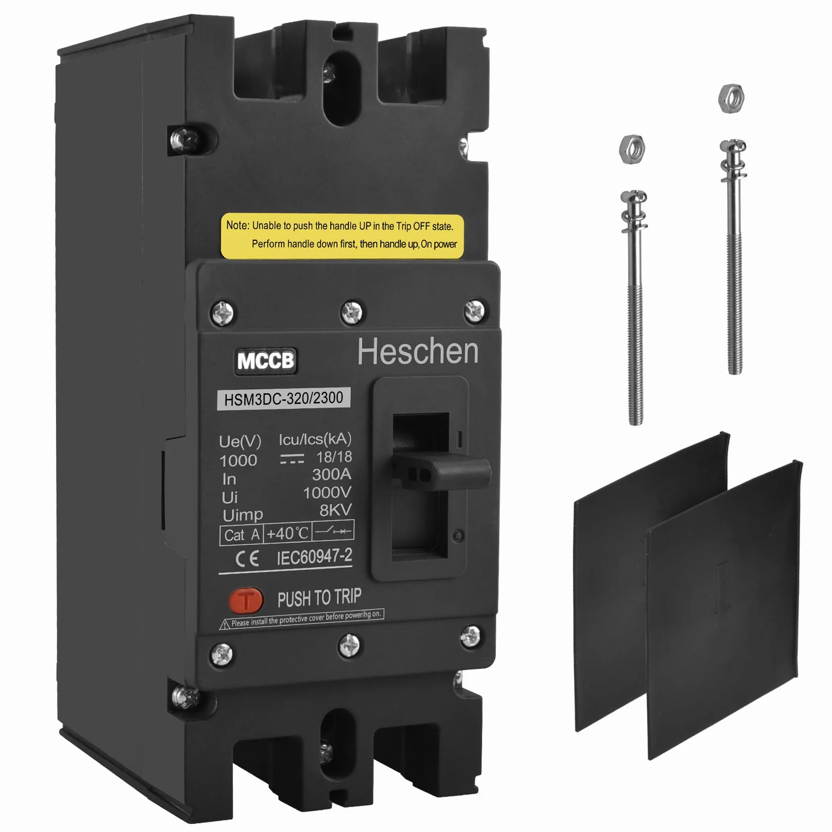 Heschen MCCB HSM3DC-320 Disjoncteur 2 pôles DC1000V 300A Disjoncteur photovoltaïque pour système solaire PV Système de réseau