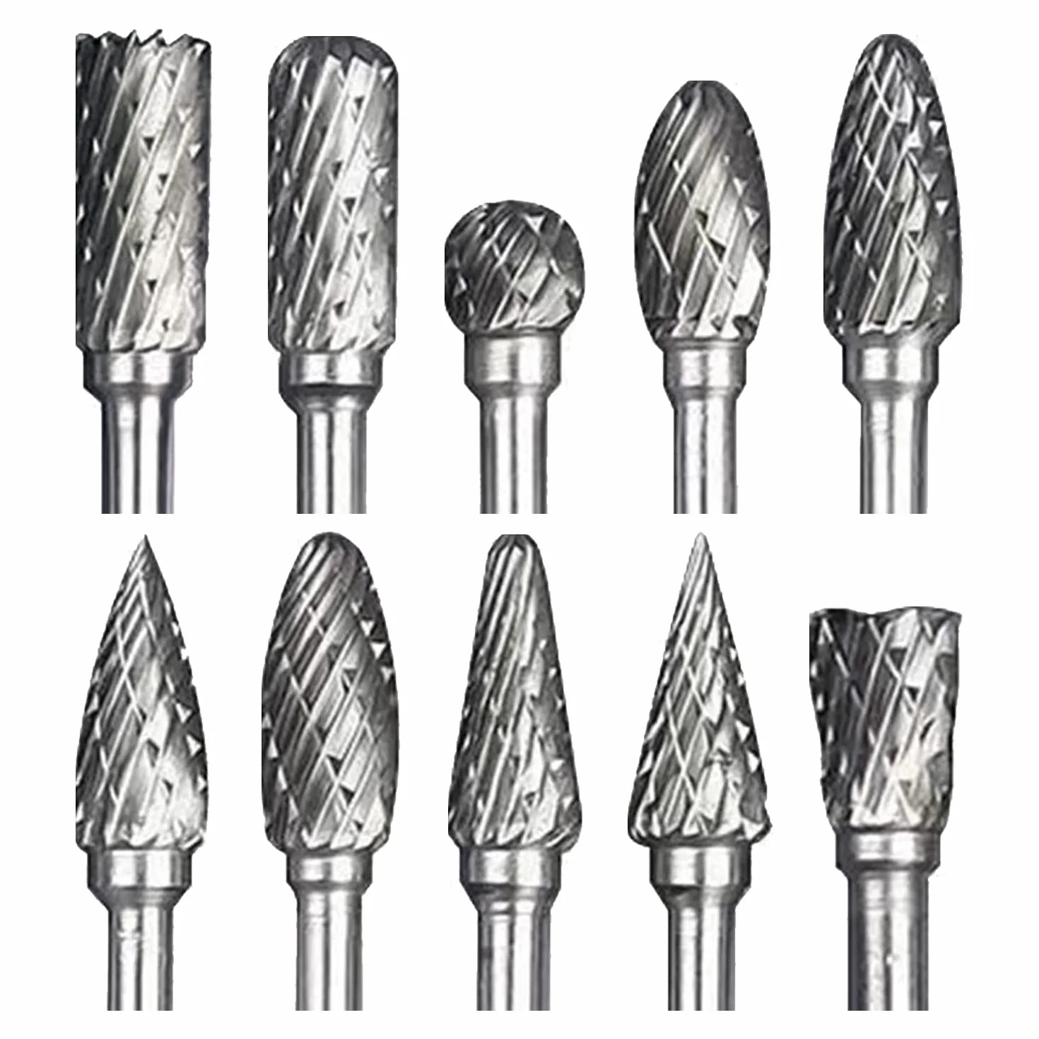 Fraises Rotatives Double Coupe de Tungstène Tige de 1/8" pour Gravure, Métal Polissage, 10Pcs