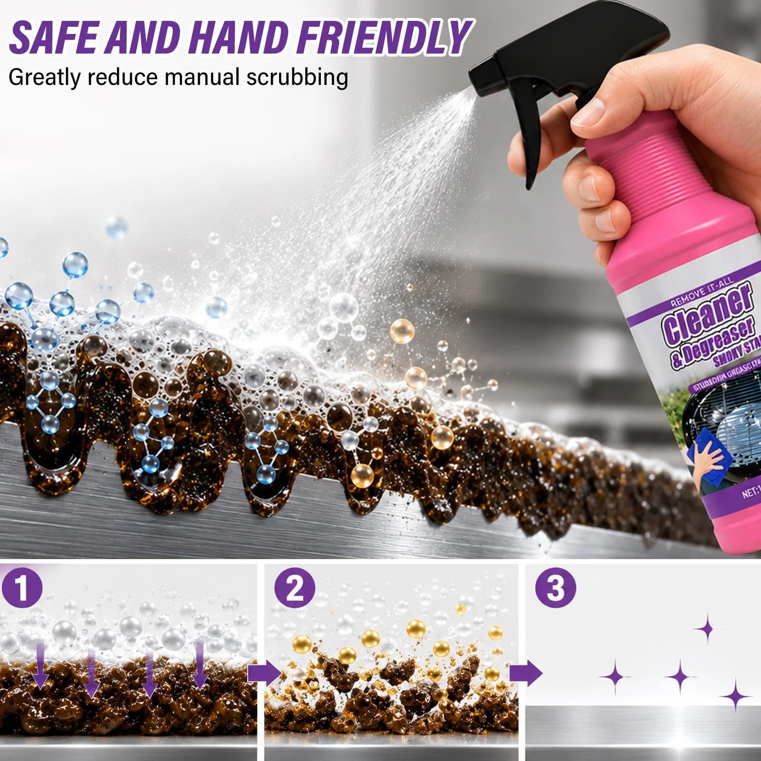 Nettoyant Barbecue Spray 120ml Dégraissant Cuisine Puissant pour Grilles Cuisson Four Plancha