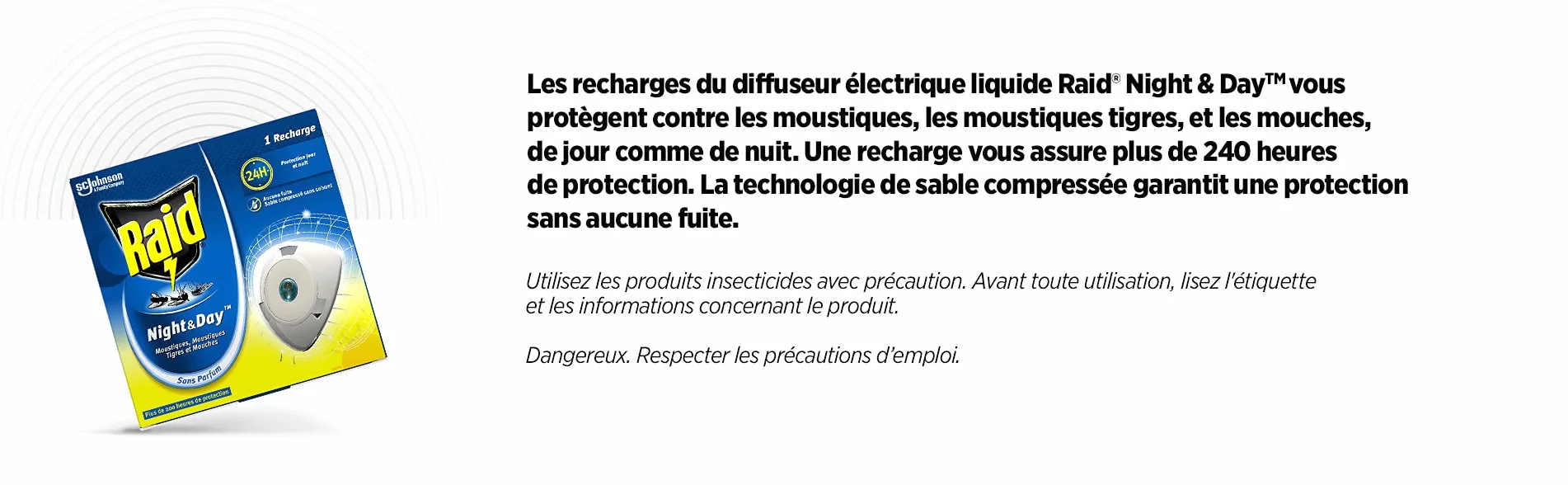 Raid Electrique Night&Day Recharge Mouches Moustiques Tigres 240 Heures Lot de 3