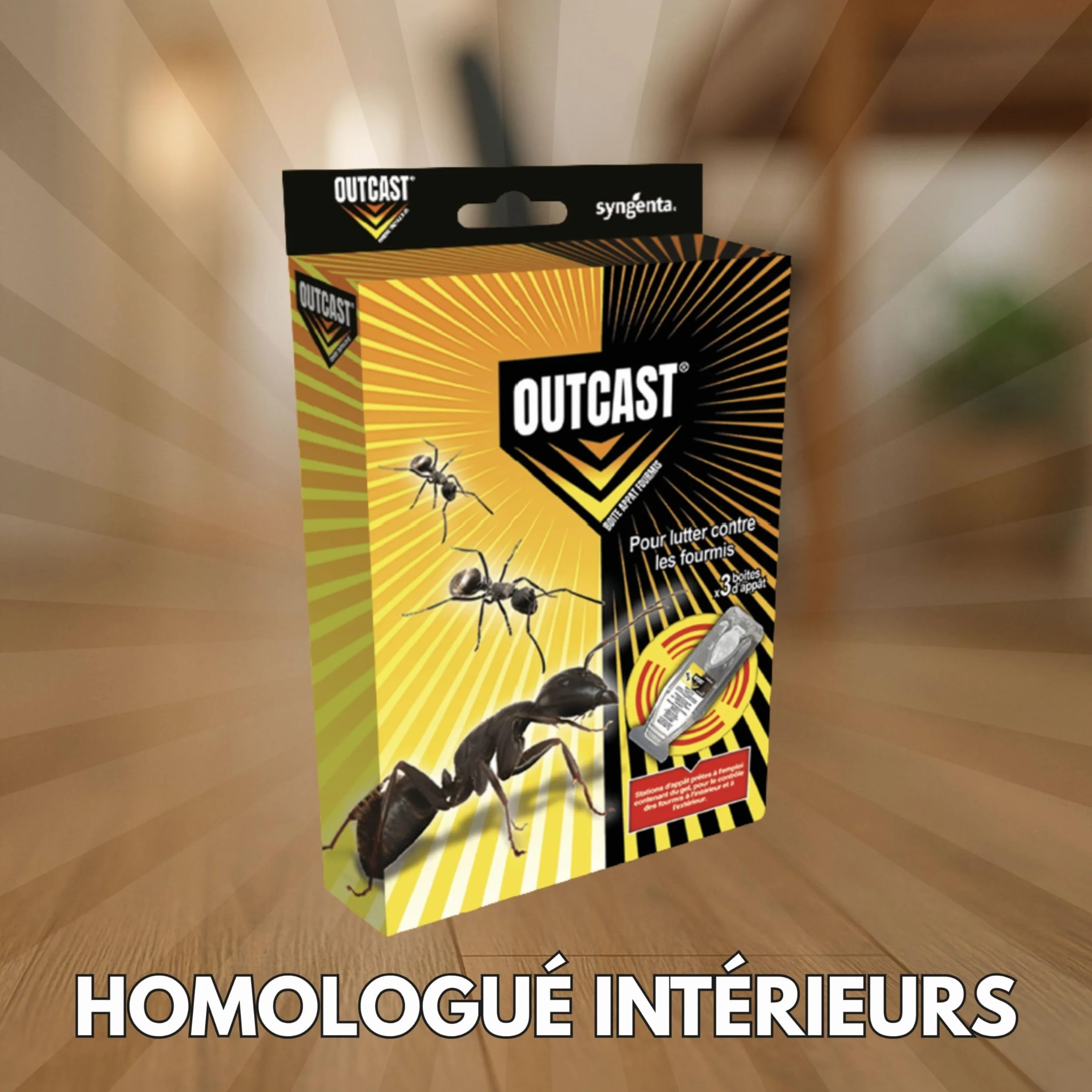 Outcast Boîte Appât Anti Fourmis en Gel Piège Intérieur Extérieur Élimination Colonies Fourmi Action Retardée 3 Pièges