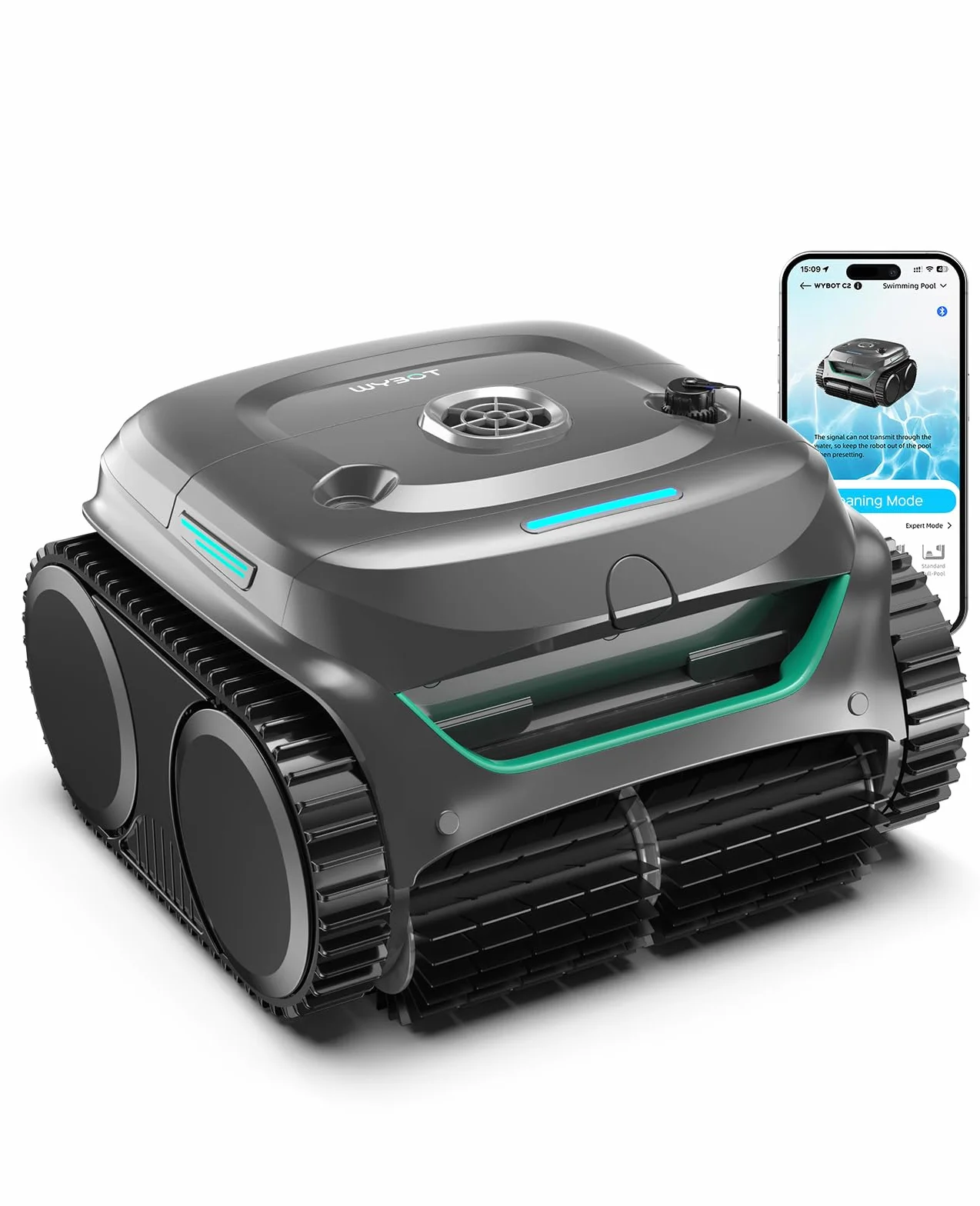 WYBOT C2 Robot Piscine sans Fil 3 Moteurs Double Filtration Autonomie 180 Min pour Piscines Enterrées Max 150㎡