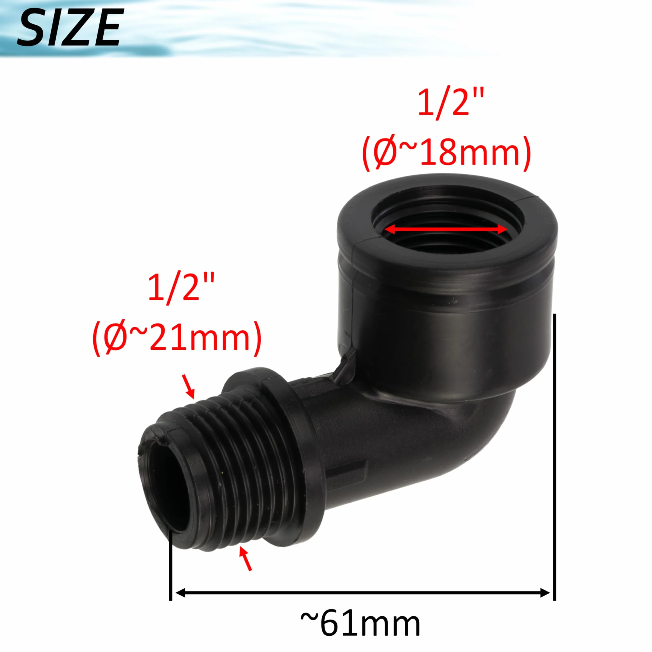 AERZETIX Lot de 2 Raccords Coudés 90° Mâle-Femelle 1/2"x1/2" pour Tuyau d'Arrosage Irrigation - Pression Max 10 Bars Polyéthylène