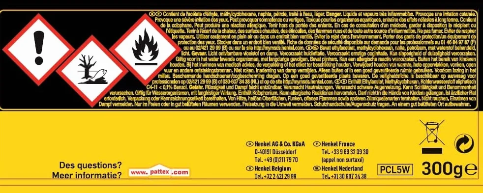 Pattex Colle contact liquide type néoprène - idéal pour l'assemblage et le placage sur tout type de matériaux - Peut être appliqué au pistolet - 300 g