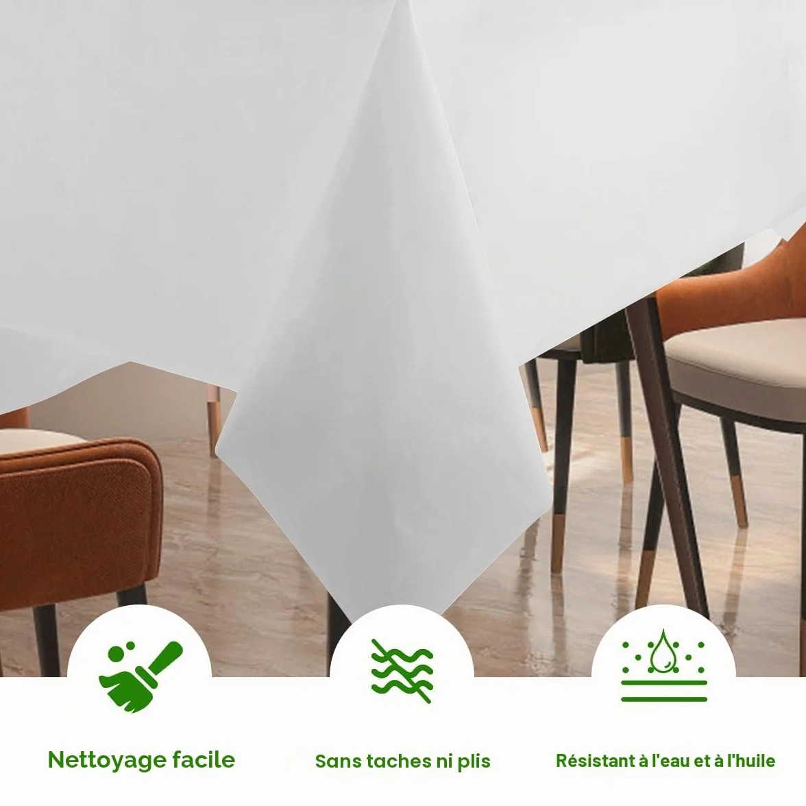 Nappes Jetables Blanche 150 x 280cm Imperméable en PEVE Rectangulaires pour Fête Pique-Nique Barbecue Mariages Banquet