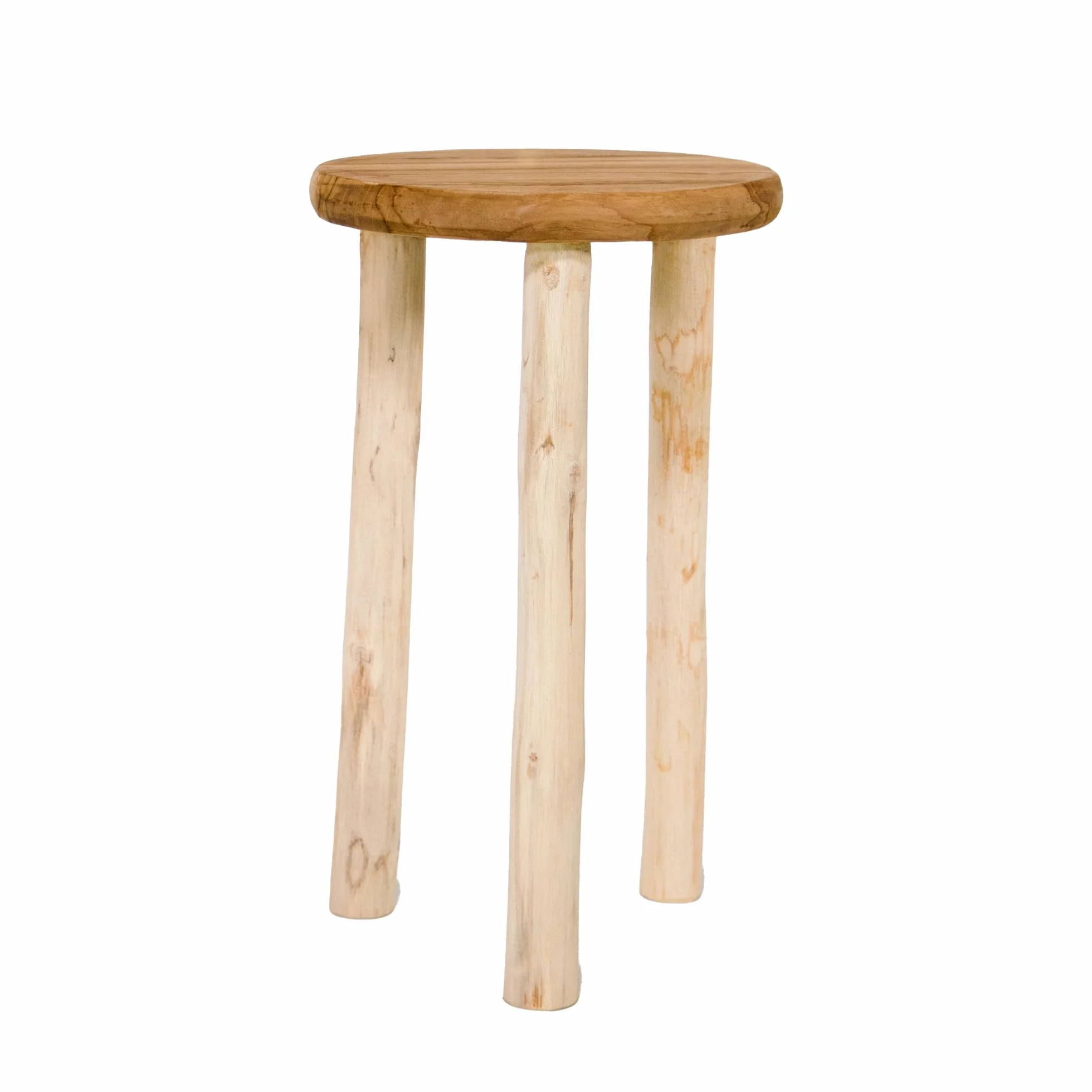 Tabouret rond en bois de teck Ø 25 cm x 42 cm
