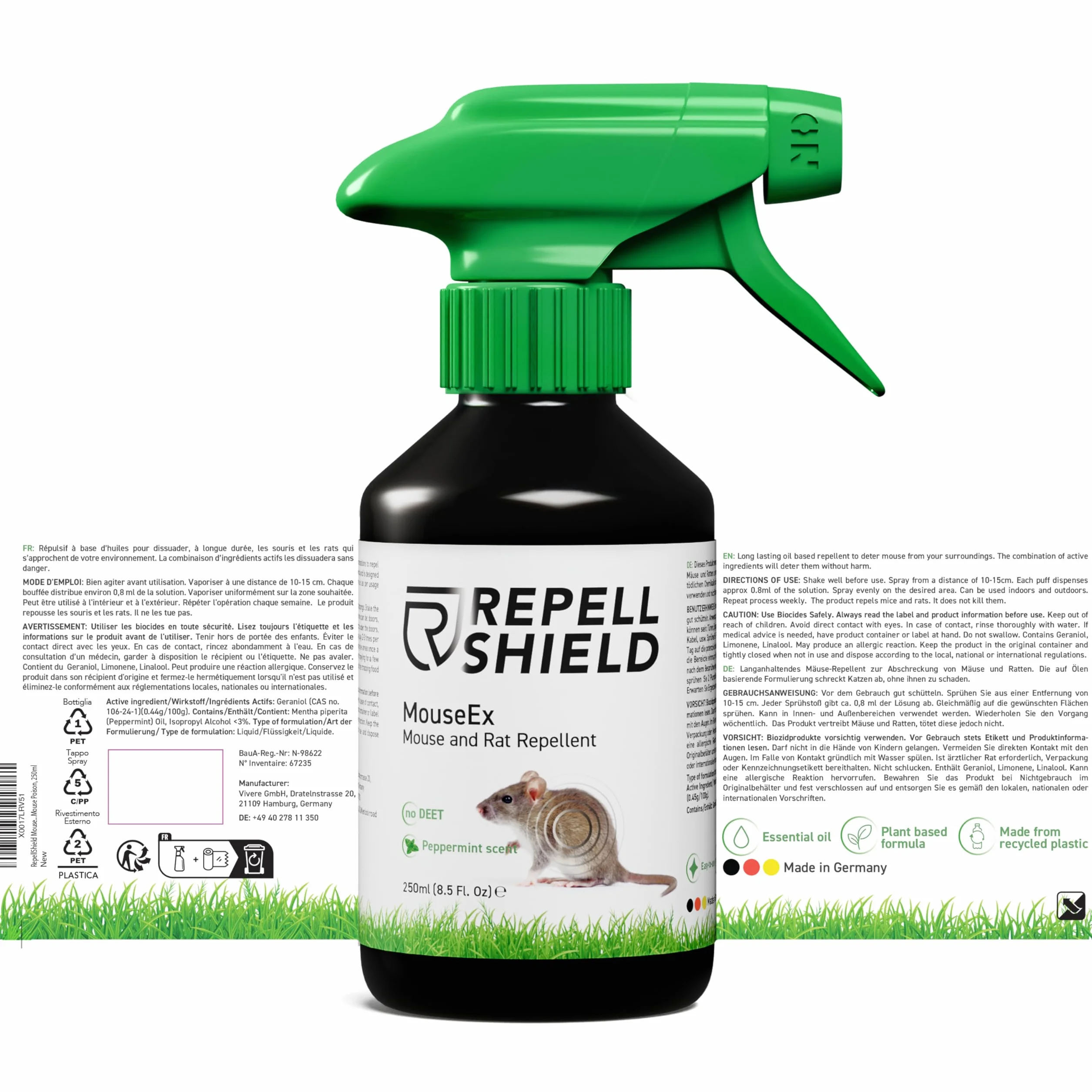 Répulsif Anti Souris & Anti Rat 250ml Non Tachant Huile Essentielle Menthe Poivrée