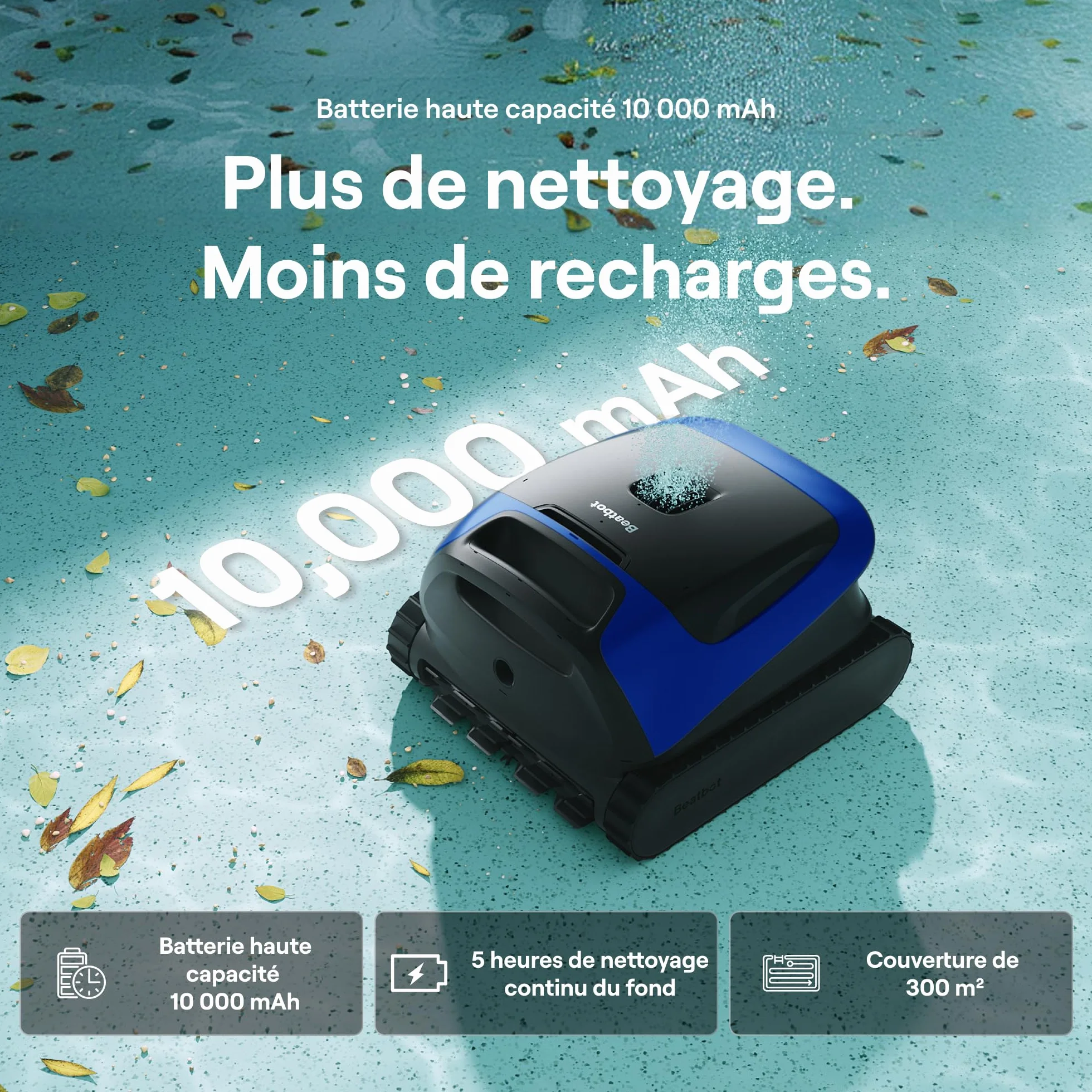 Beatbot Sora 30 Robot Piscine sans Fil, Aspirateur Piscine Puissant, Autonomie 5h, Contrôle Via App