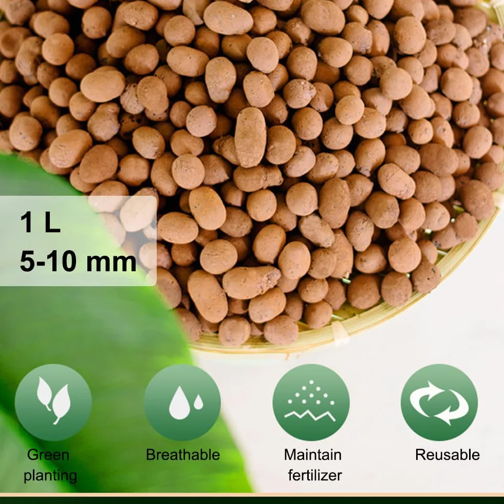 Billes d'argile expansée 5-10 mm 1L pour plantes en pot, drainage et hydroponie