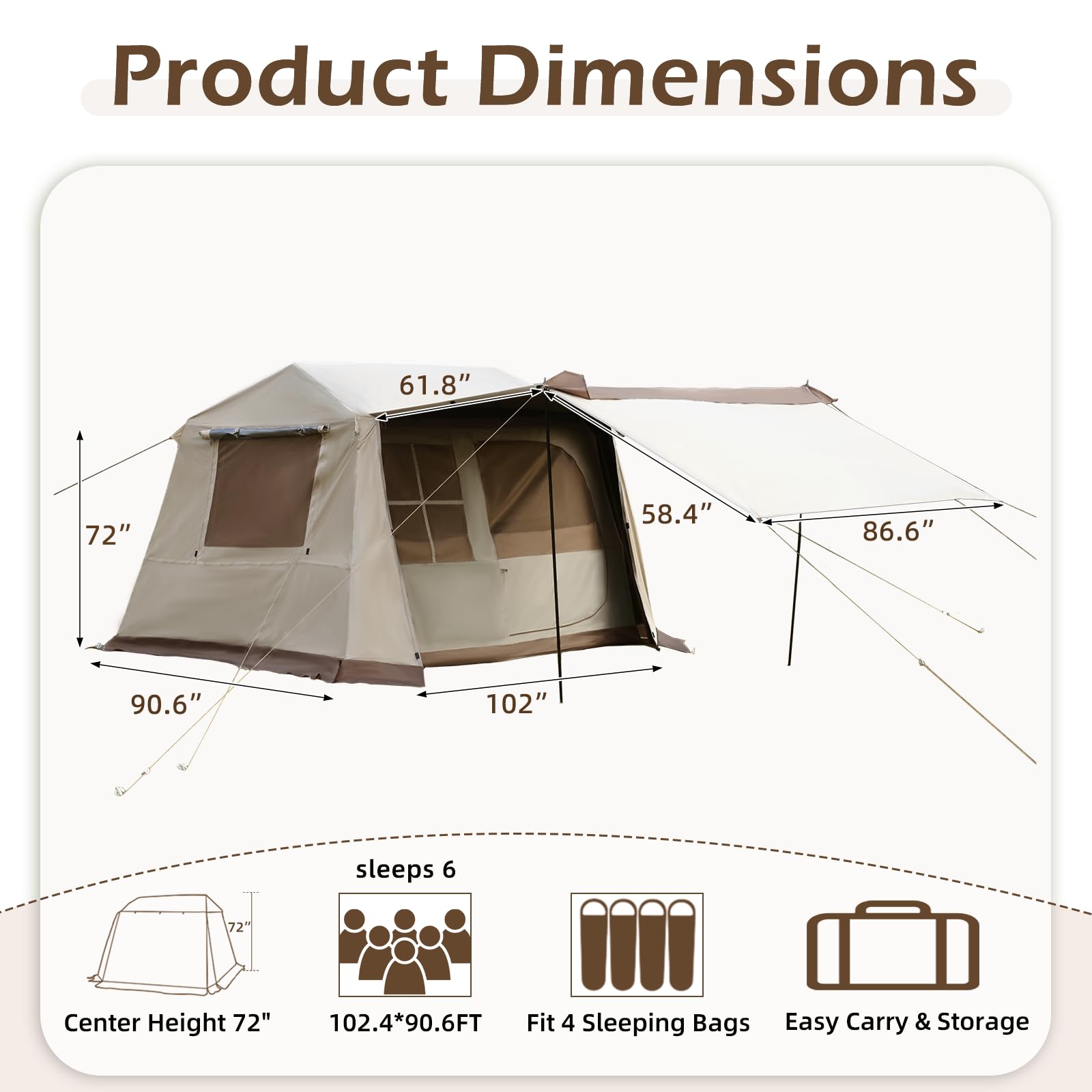 Quick-Setup Spacious Cabin Tent with Weather Protection