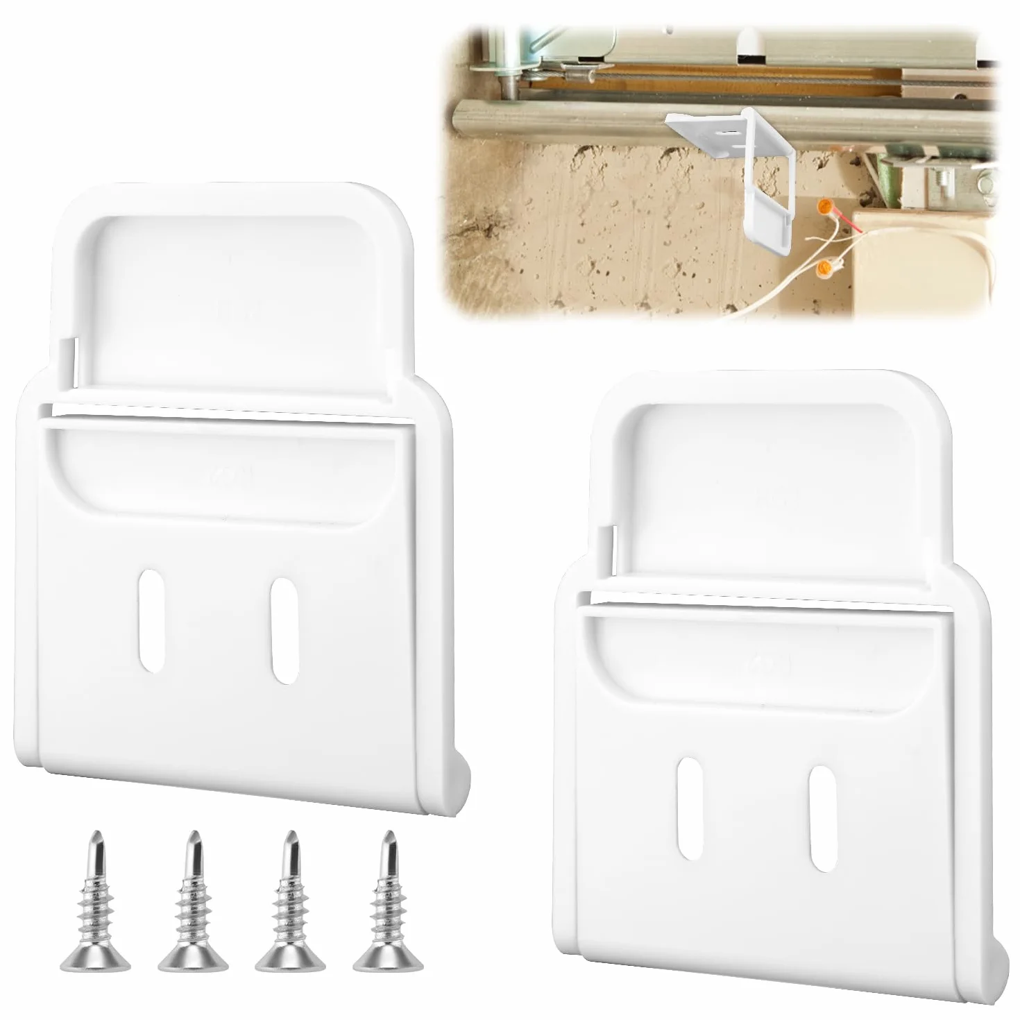 Tinoaly Lot de 2 Supports Capteur de Porte Garage pour Ring Alarme, Support Montage Durable pour Porte Garage Accessoires Sécurité avec Vis Installation Facile