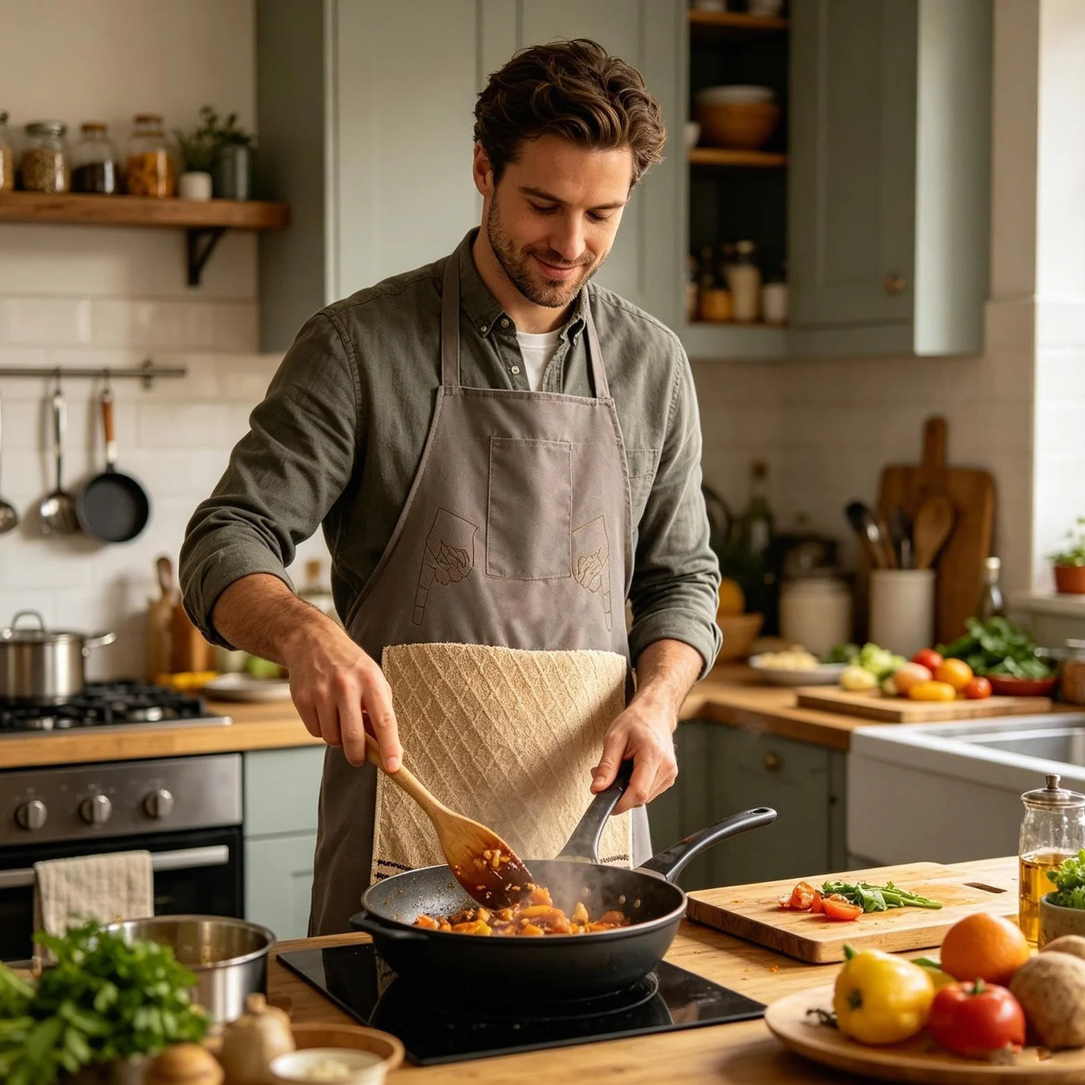 Tablier Cuisine Homme Humoristique Poche Secrète Réglable Barbecue Cadeau Fête des Pères