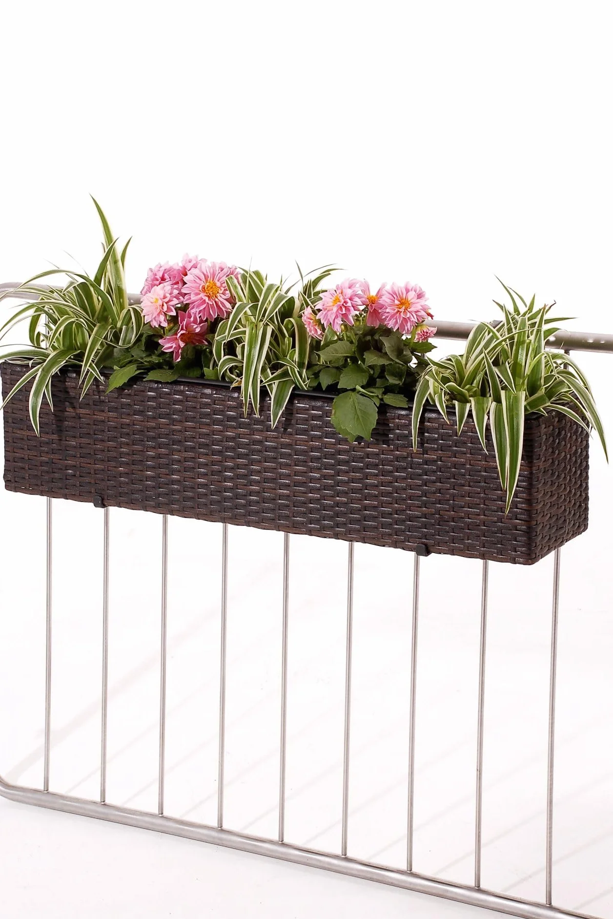 VIVANNO Bac à Fleurs Balcon polyrattan Brun 20 x 80 x 19 cm