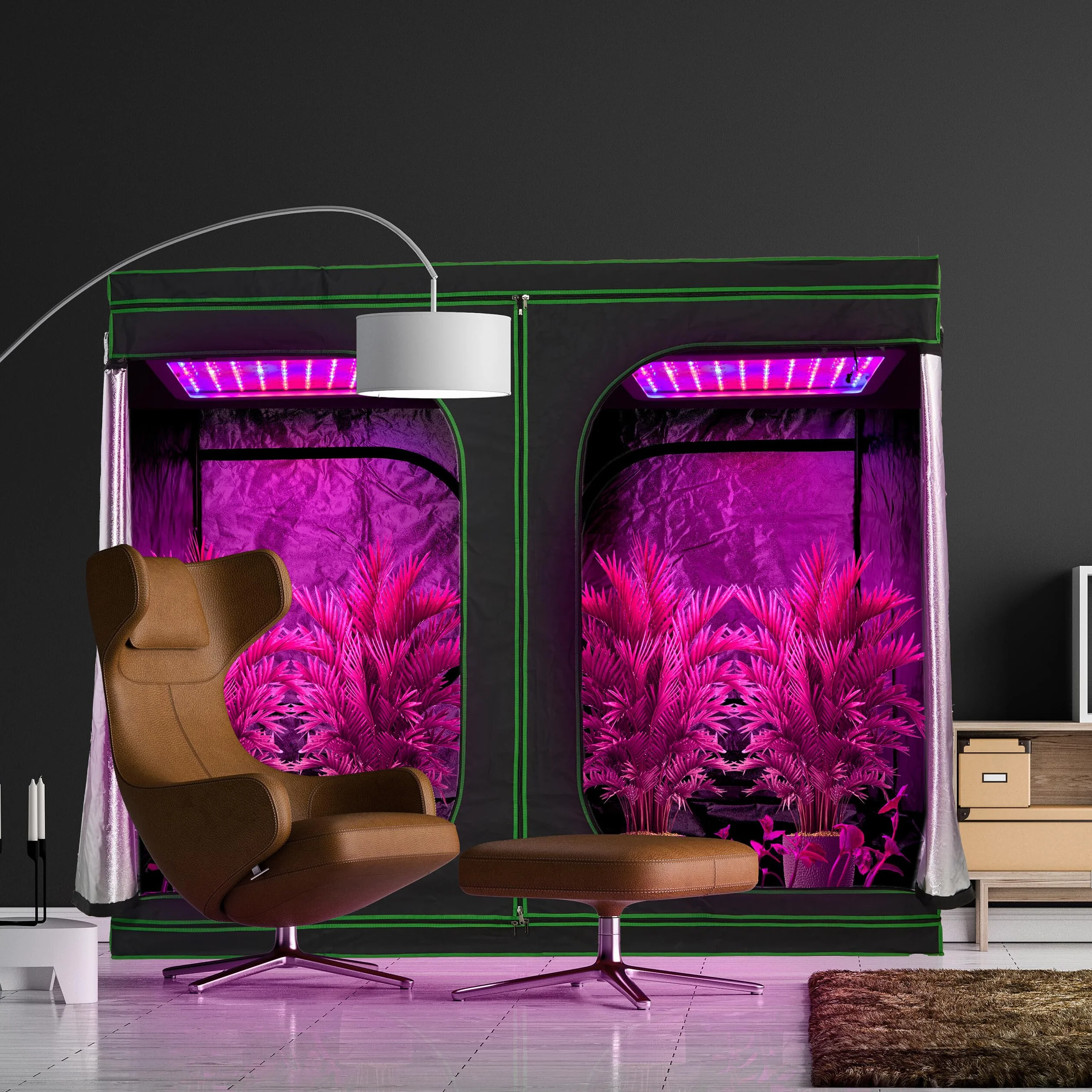 Relaxdays Chambre de Culture Film intérieur réfléchissant 95% HLP 180 x 80 x 80 cm Noir Vert