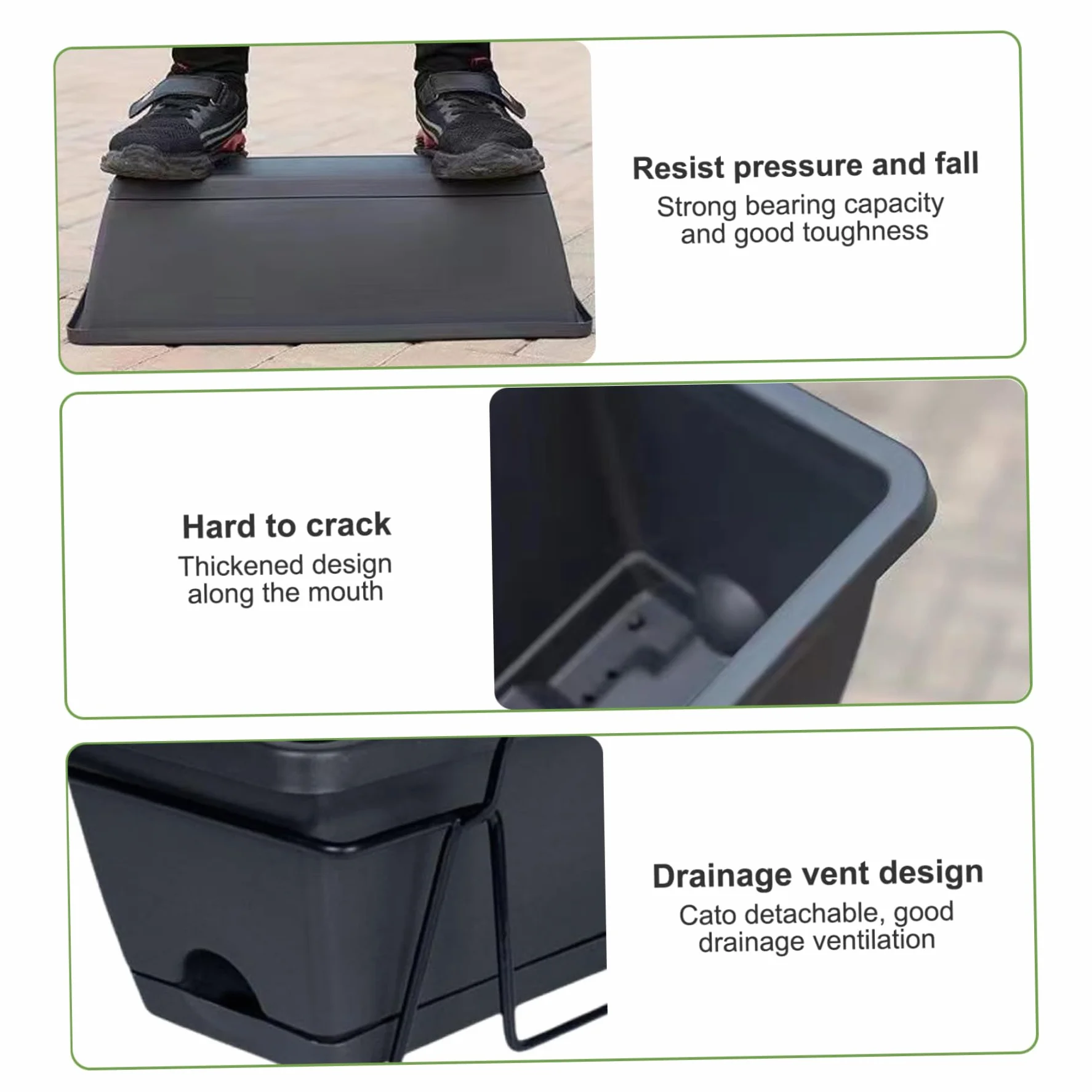 Jardinière de Balcon 43,2 cm avec Plateau Soucoupe Respirant à Suspendre Trous Drainage