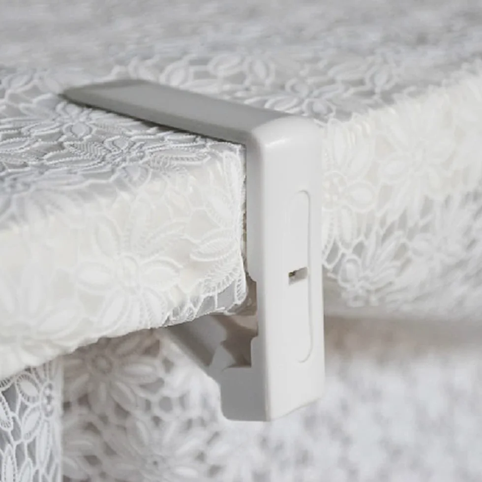 Pinces à Nappe en Plastique Blanc 8 Pièces Réglables à Ressort pour Table d'Extérieur Jardin
