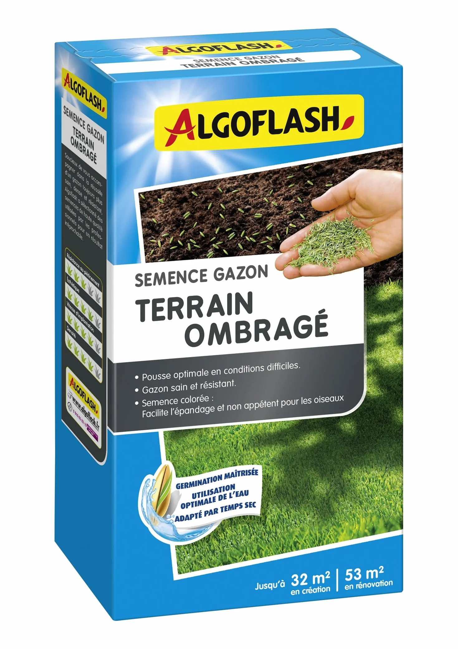 Algoflash Semence Gazon Terrain Ombragé 800 g